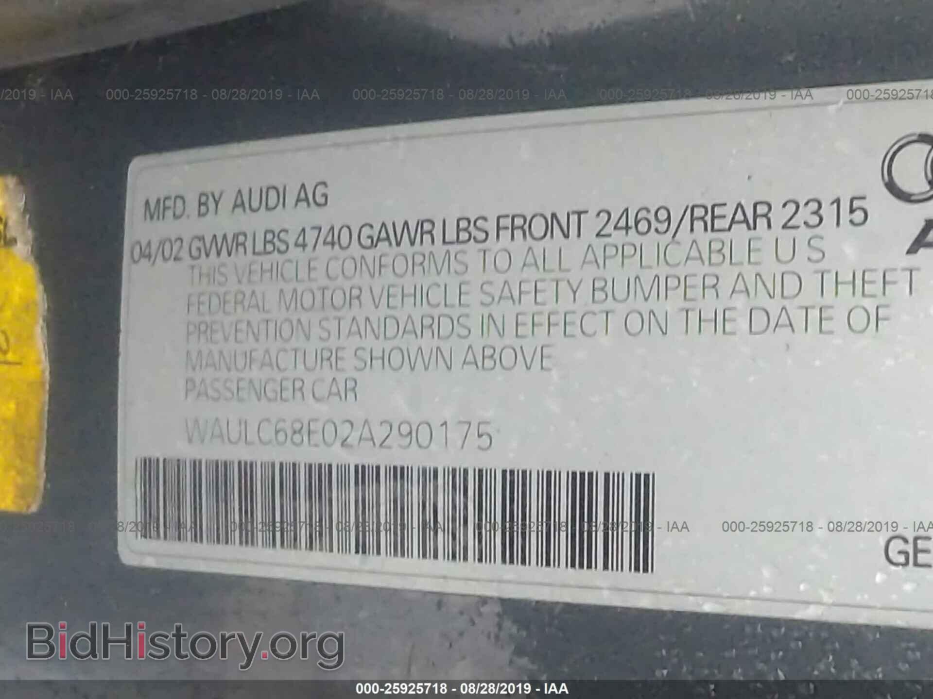 2002 AUDI A4 - VIN: WAULC68E02A290175 - Photo 9