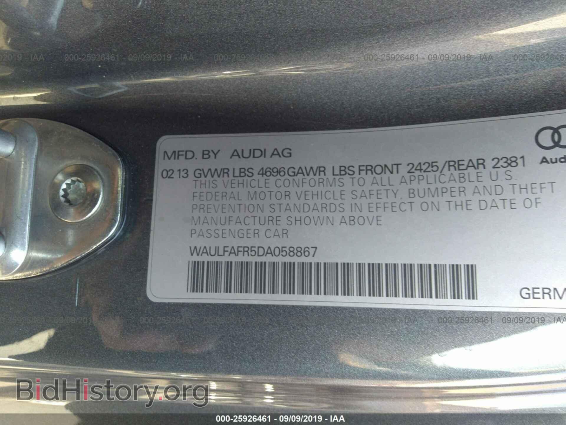 2013 AUDI A5 - VIN: WAULFAFR5DA058867 - Фото 9