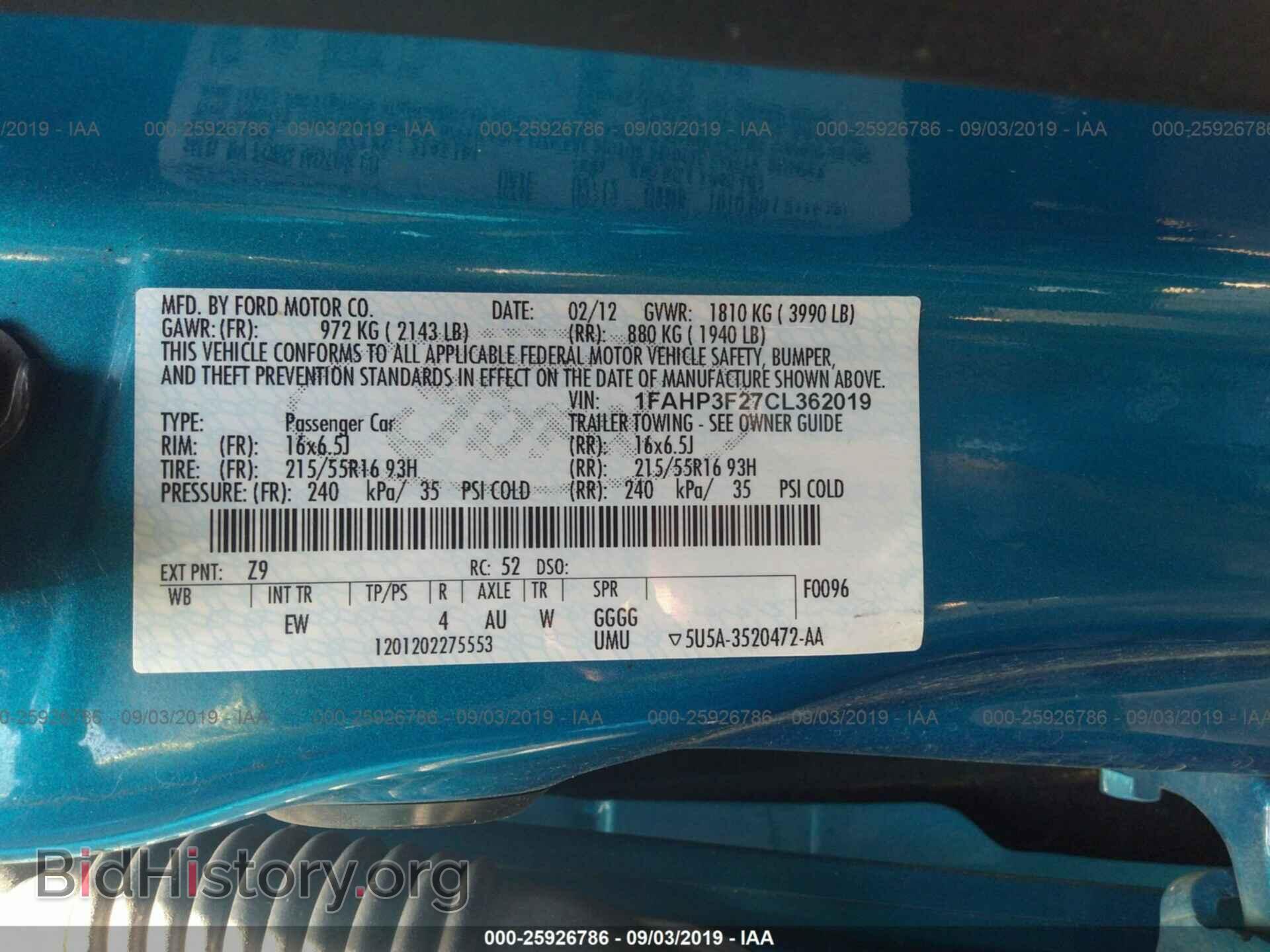 2012 FORD FOCUS - VIN: 1FAHP3F27CL362019 - Фото 9