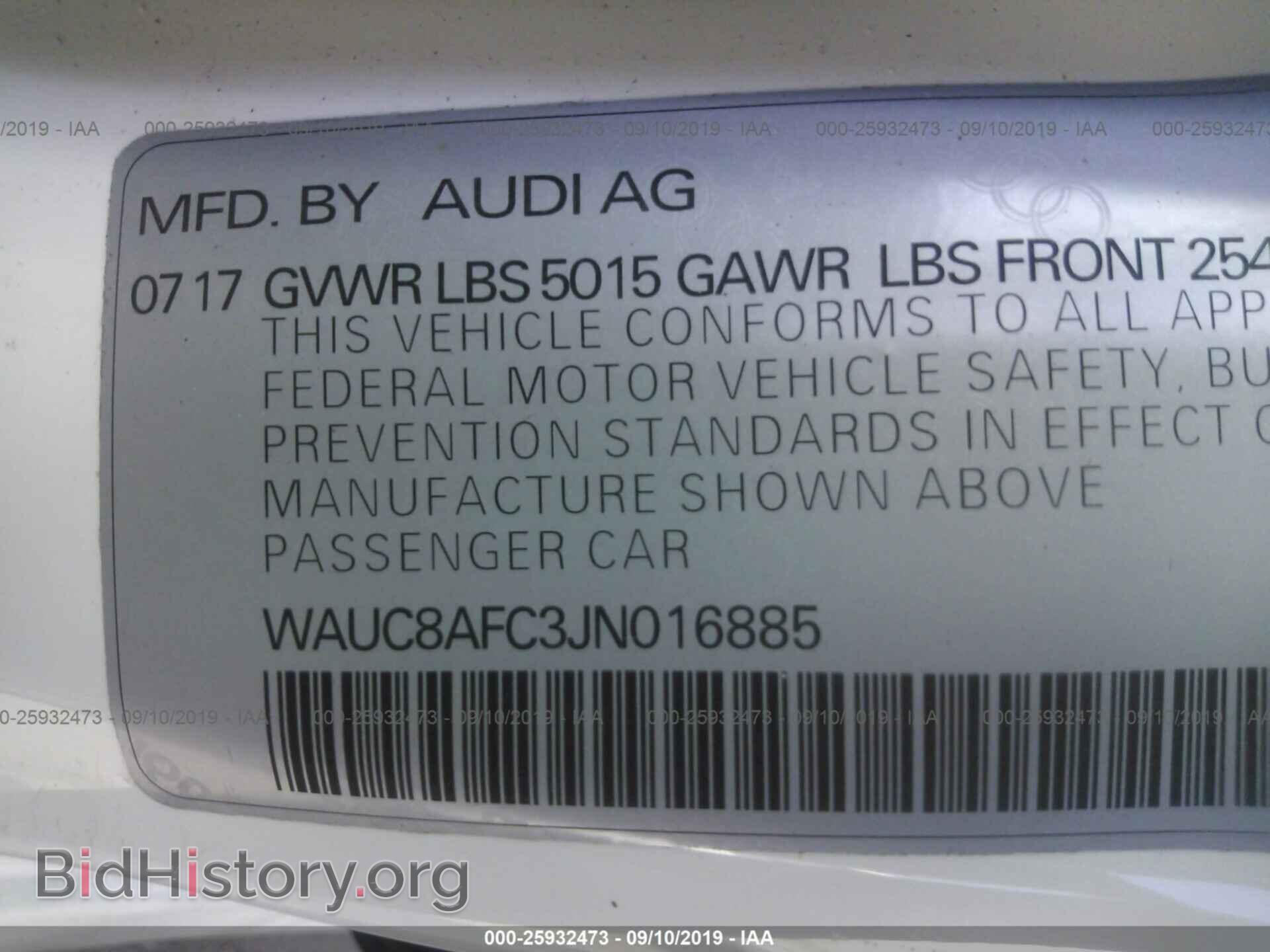 2018 AUDI A6 - VIN: WAUC8AFC3JN016885 - Photo 9