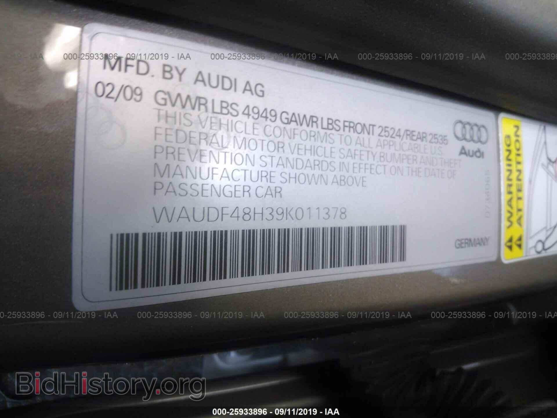 2009 AUDI A4 - VIN: WAUDF48H39K011378 - Фото 9