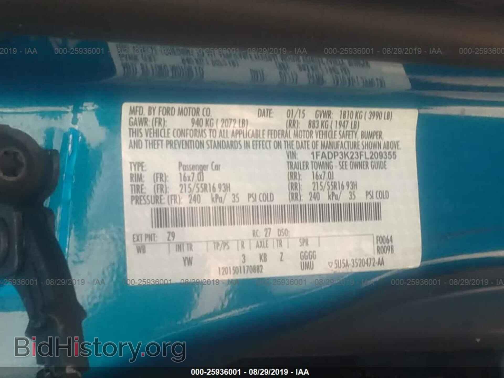 2015 FORD FOCUS - VIN: 1FADP3K23FL209355 - Фото 9