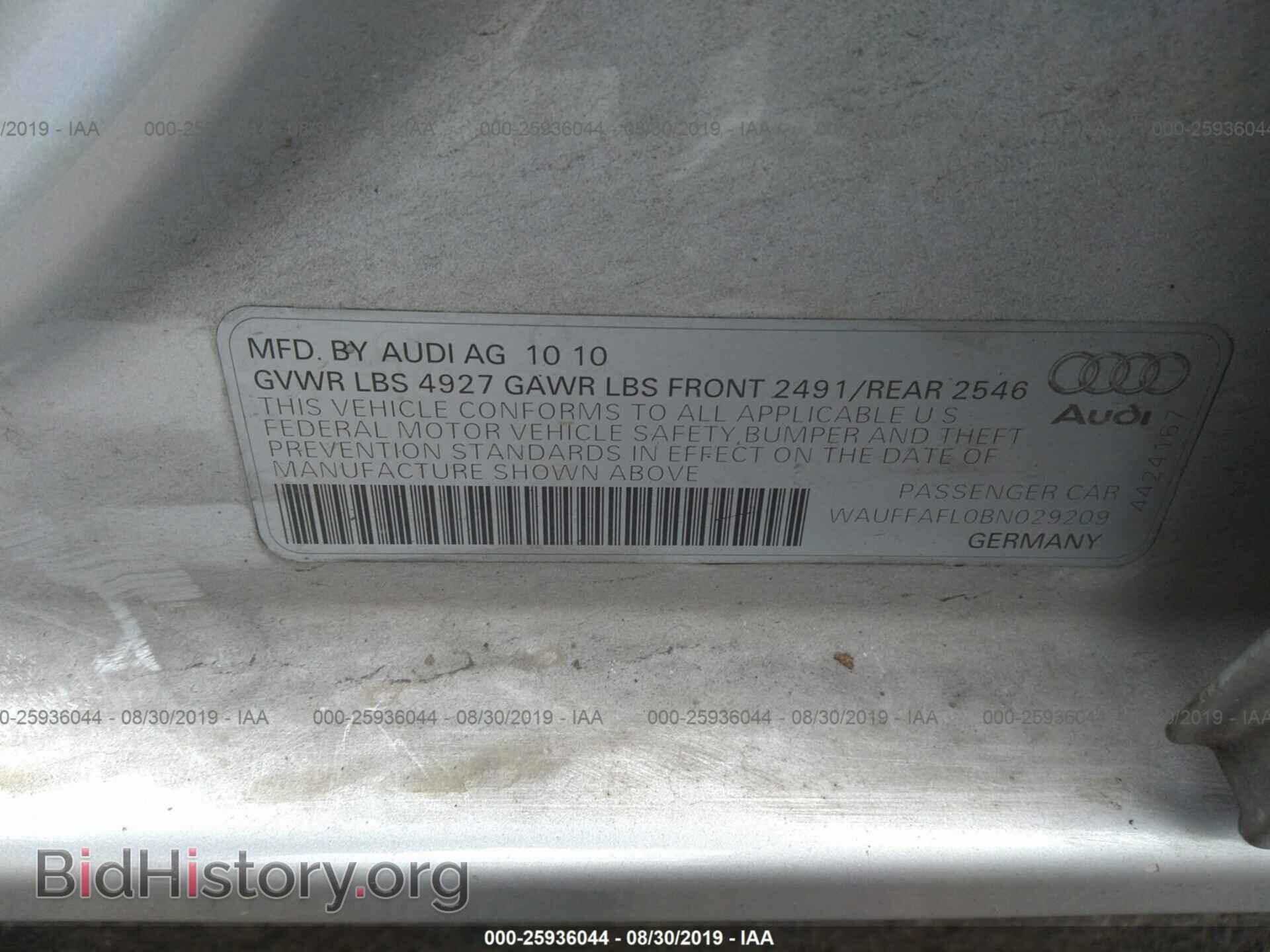 2011 AUDI A4 - VIN: WAUFFAFL0BN029209 - Photo 9