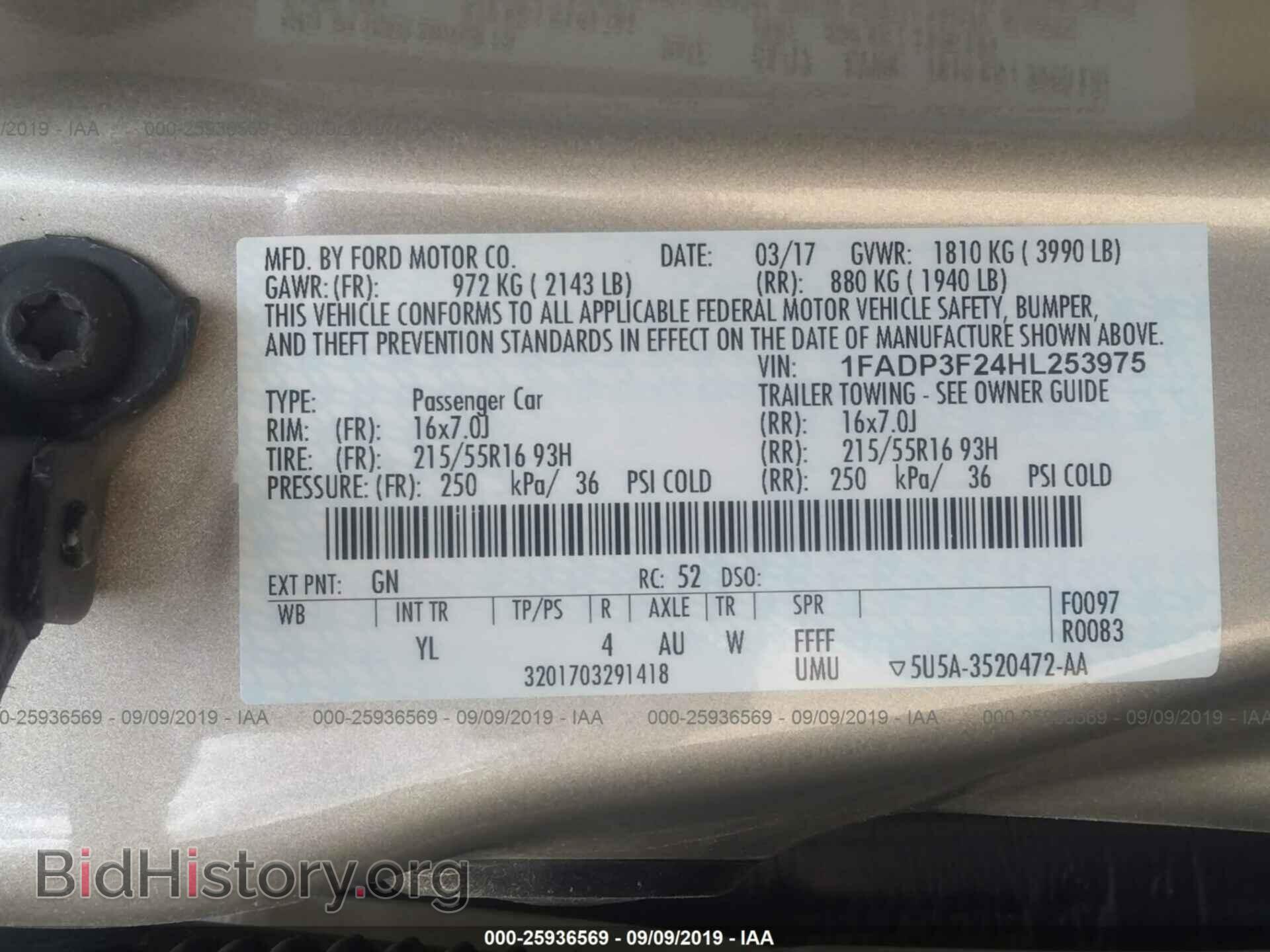 2017 FORD FOCUS - VIN: 1FADP3F24HL253975 - Фото 9
