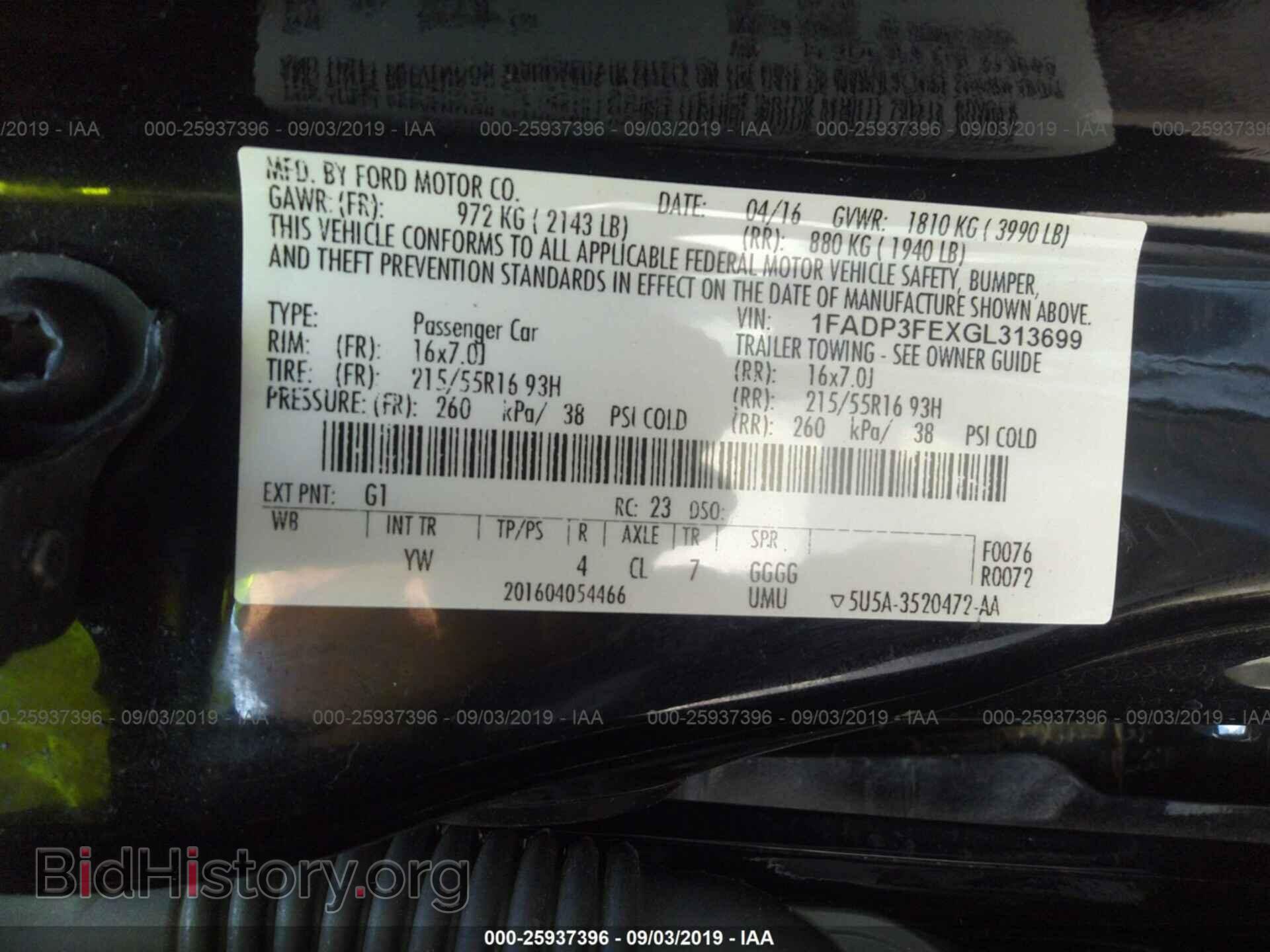 2016 FORD FOCUS - VIN: 1FADP3FEXGL313699 - Фото 9