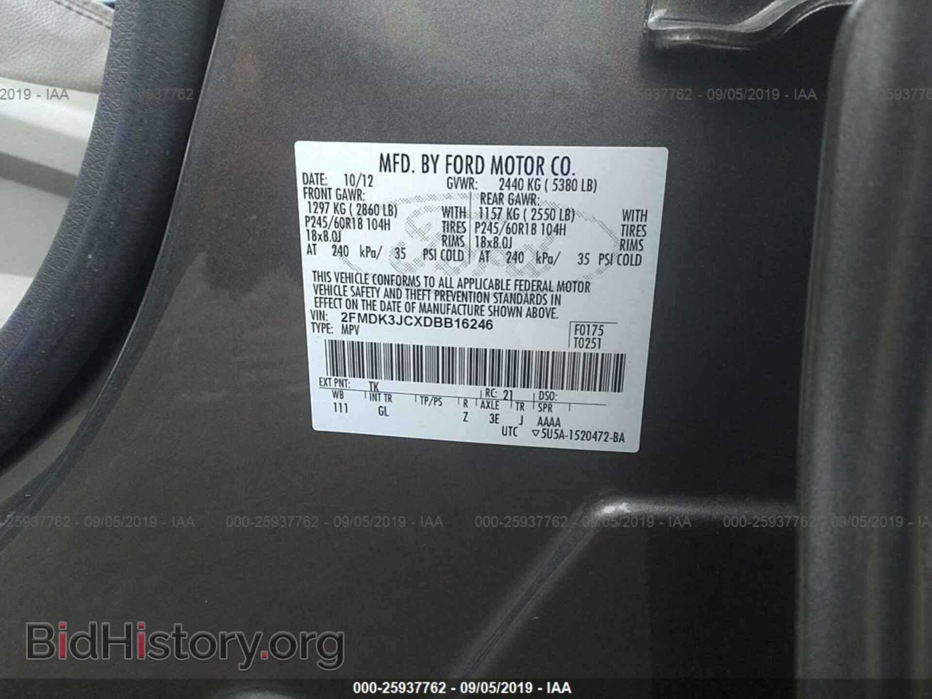 2013 FORD EDGE - VIN: 2FMDK3JCXDBB16246 - Photo 9
