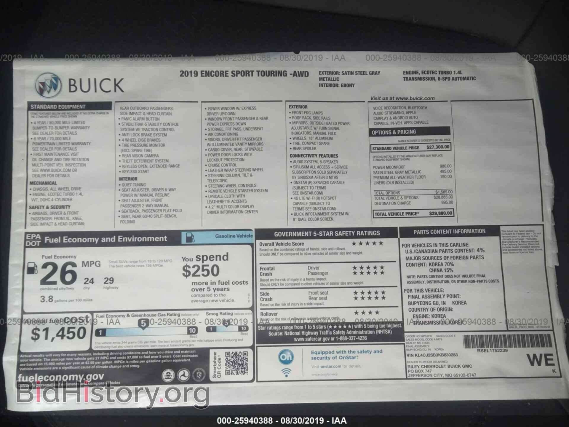 2019 BUICK ENCORE - VIN: KL4CJ2SB3KB830283 - Фото 6