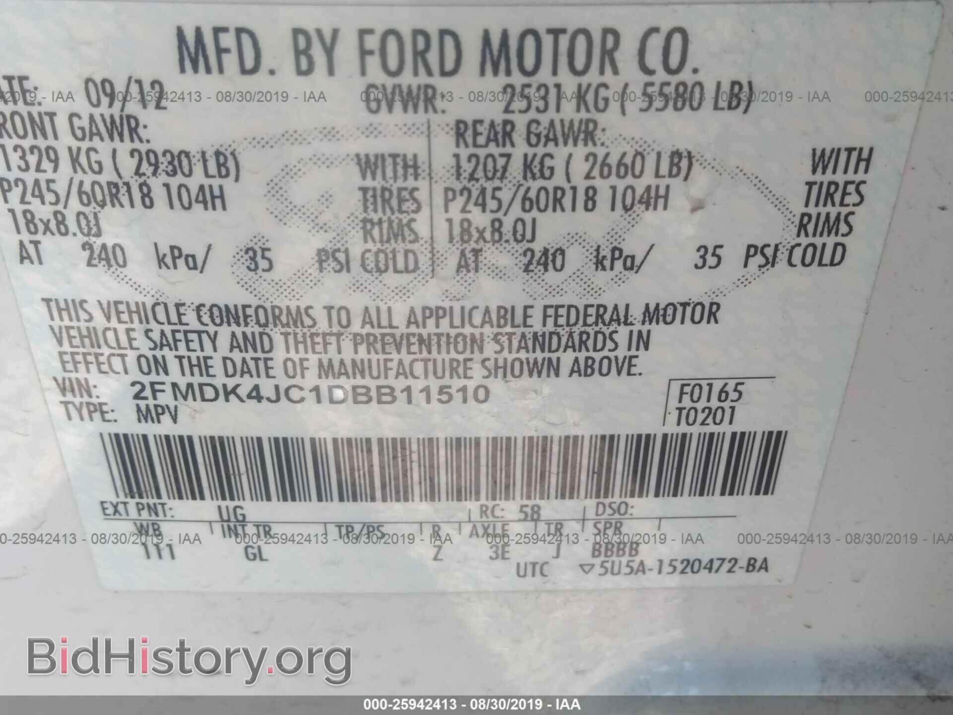 2013 FORD EDGE - VIN: 2FMDK4JC1DBB11510 - Photo 9