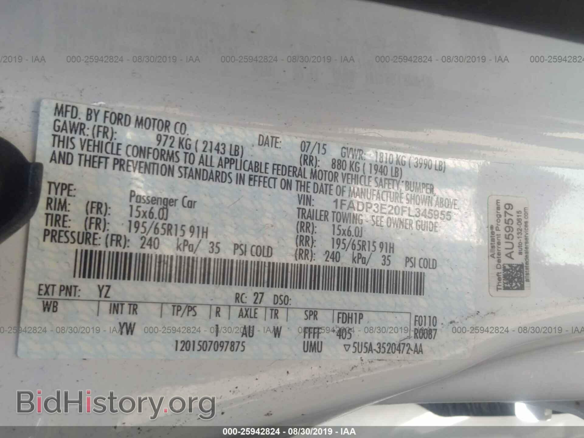 2015 FORD FOCUS - VIN: 1FADP3E20FL345955 - Фото 9