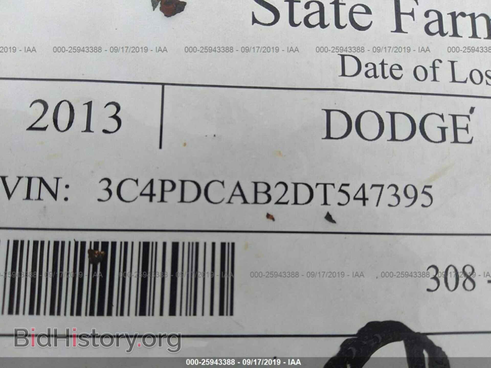 2013 DODGE JOURNEY - VIN: 3C4PDCAB2DT547395 - Фото 9