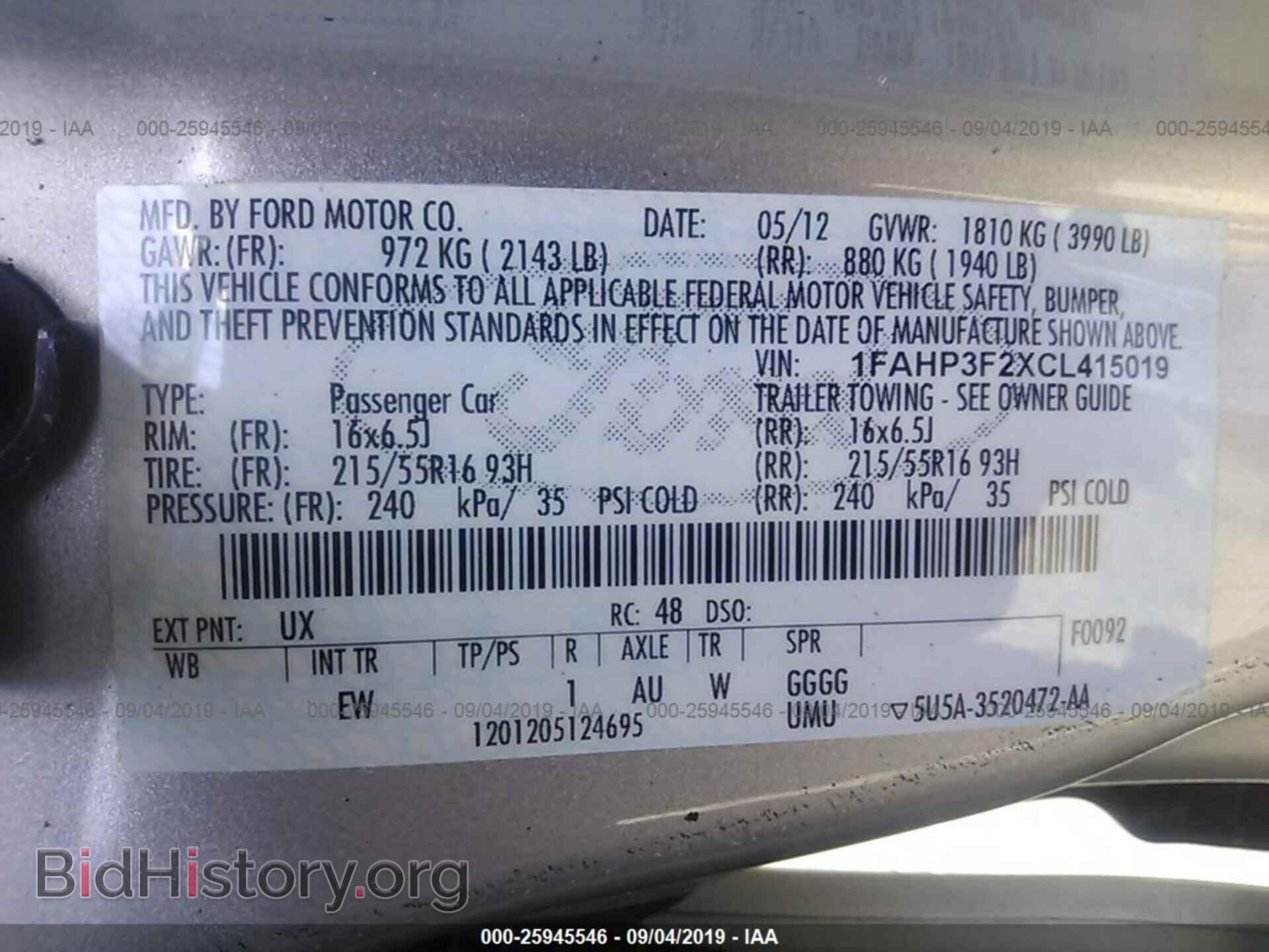 2012 FORD FOCUS - VIN: 1FAHP3F2XCL415019 - Photo 9