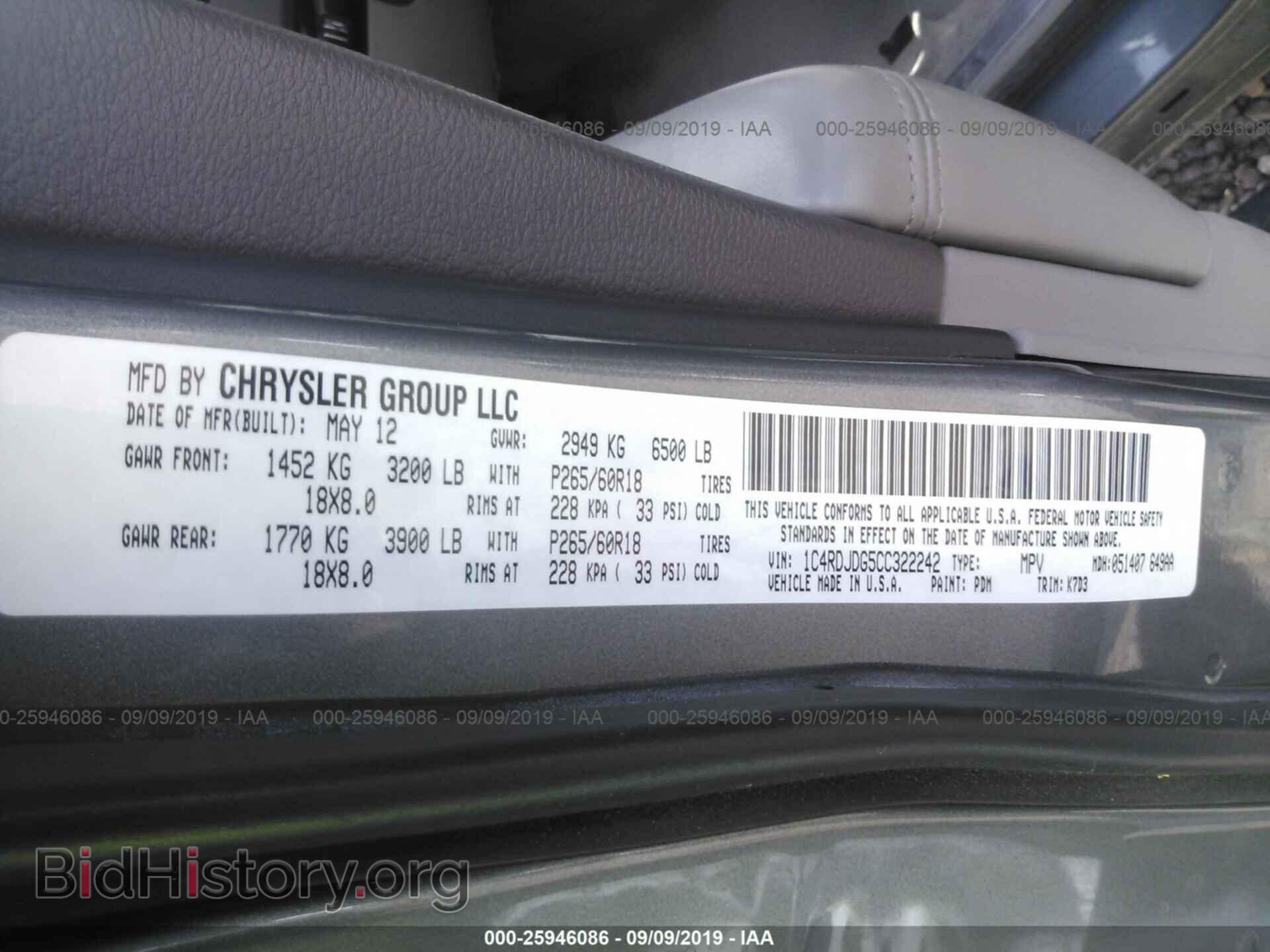 2012 DODGE DURANGO - VIN: 1C4RDJDG5CC322242 - Фото 9