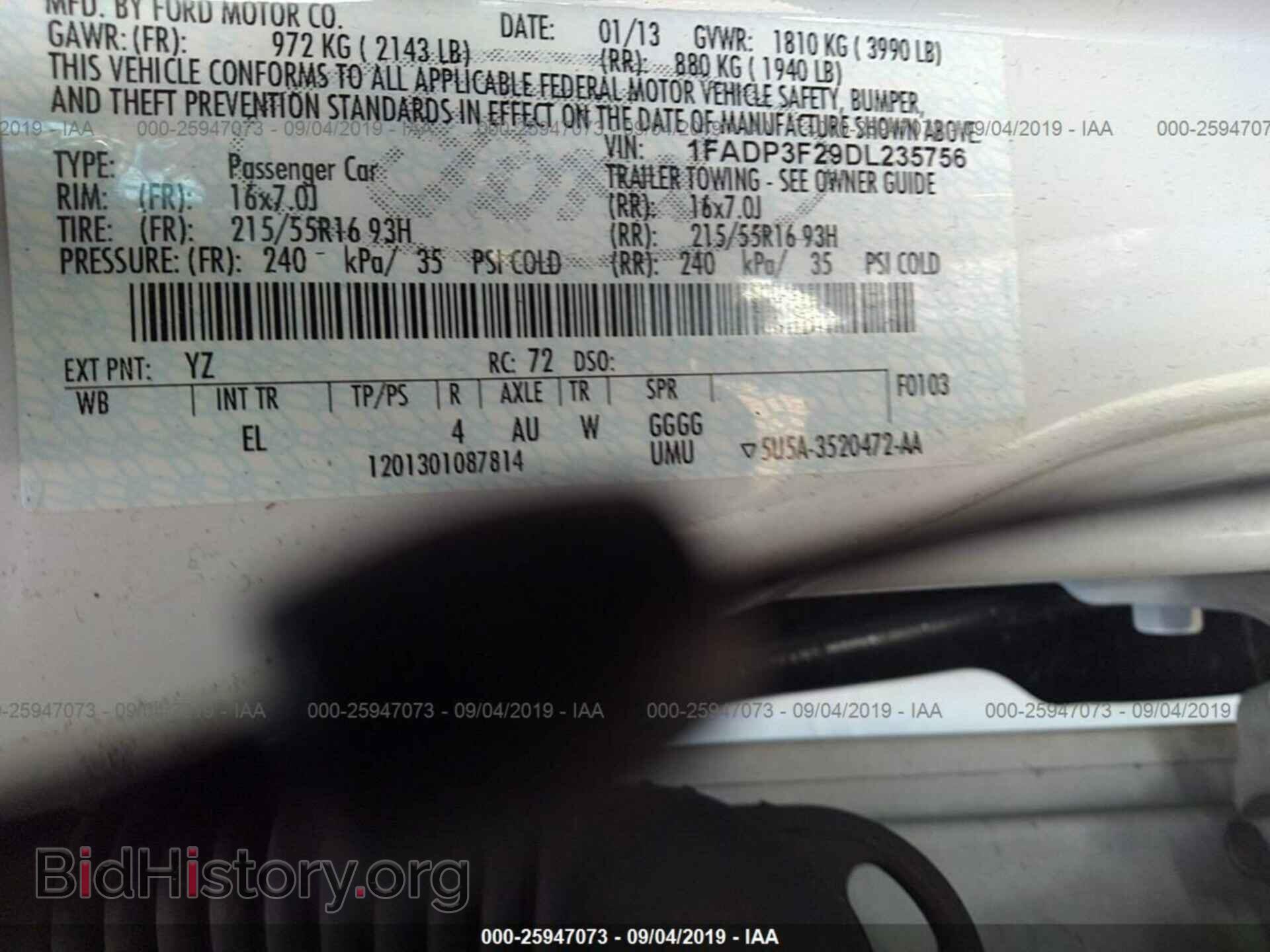 2013 FORD FOCUS - VIN: 1FADP3F29DL235756 - Фото 9