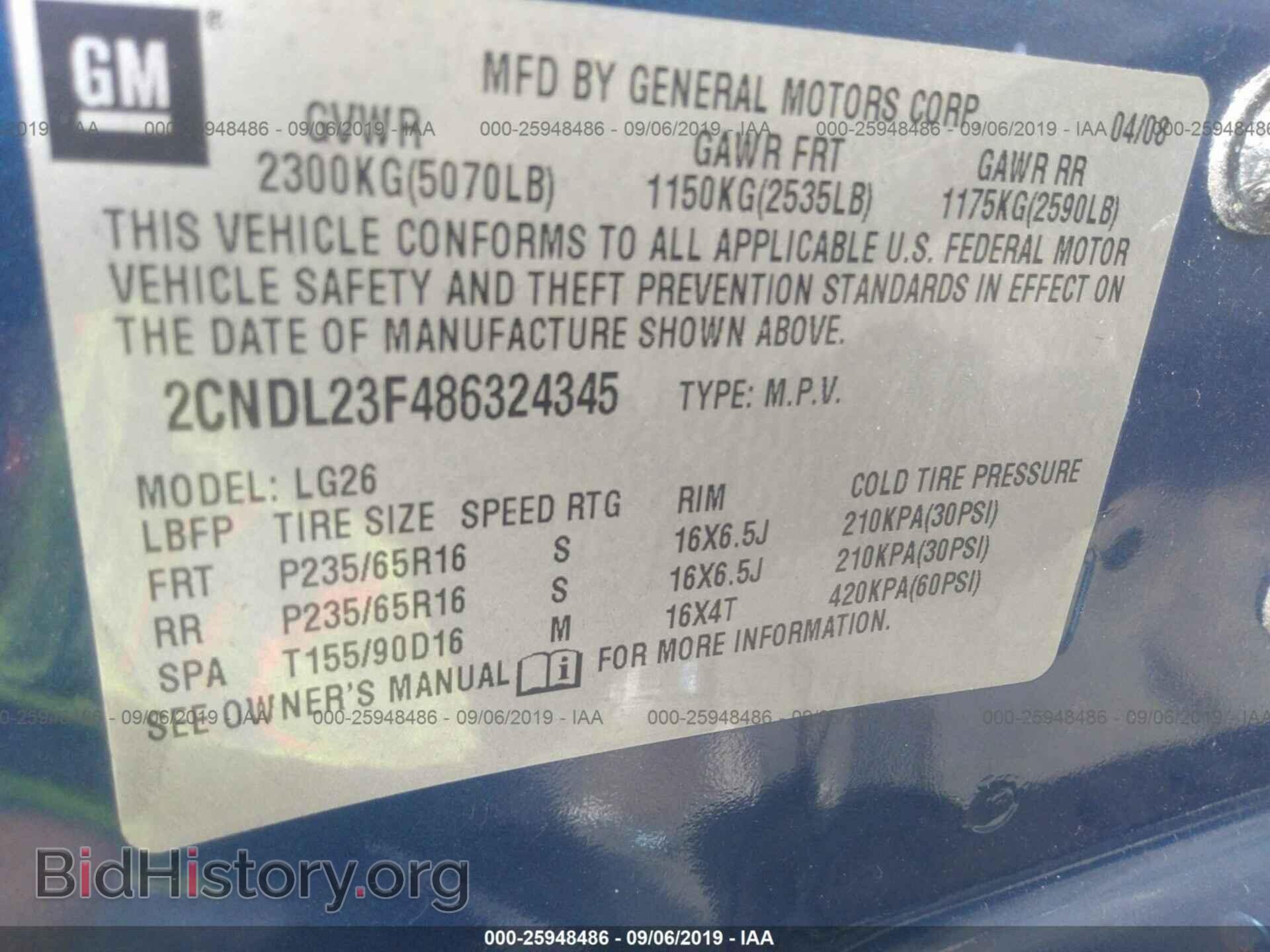 2008 CHEVROLET EQUINOX - VIN: 2CNDL23F486324345 - Photo 9