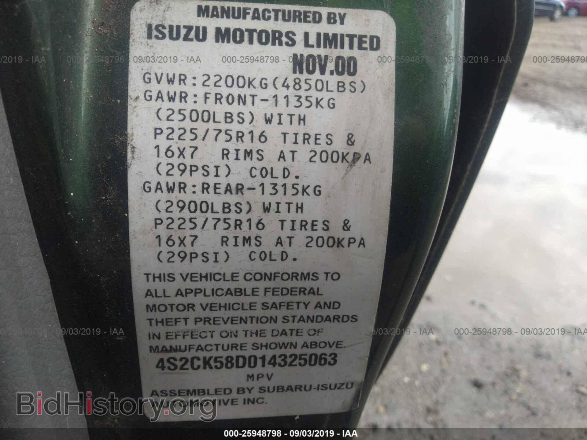 2001 ISUZU RODEO - VIN: 4S2CK58D014325063 - Фото 9