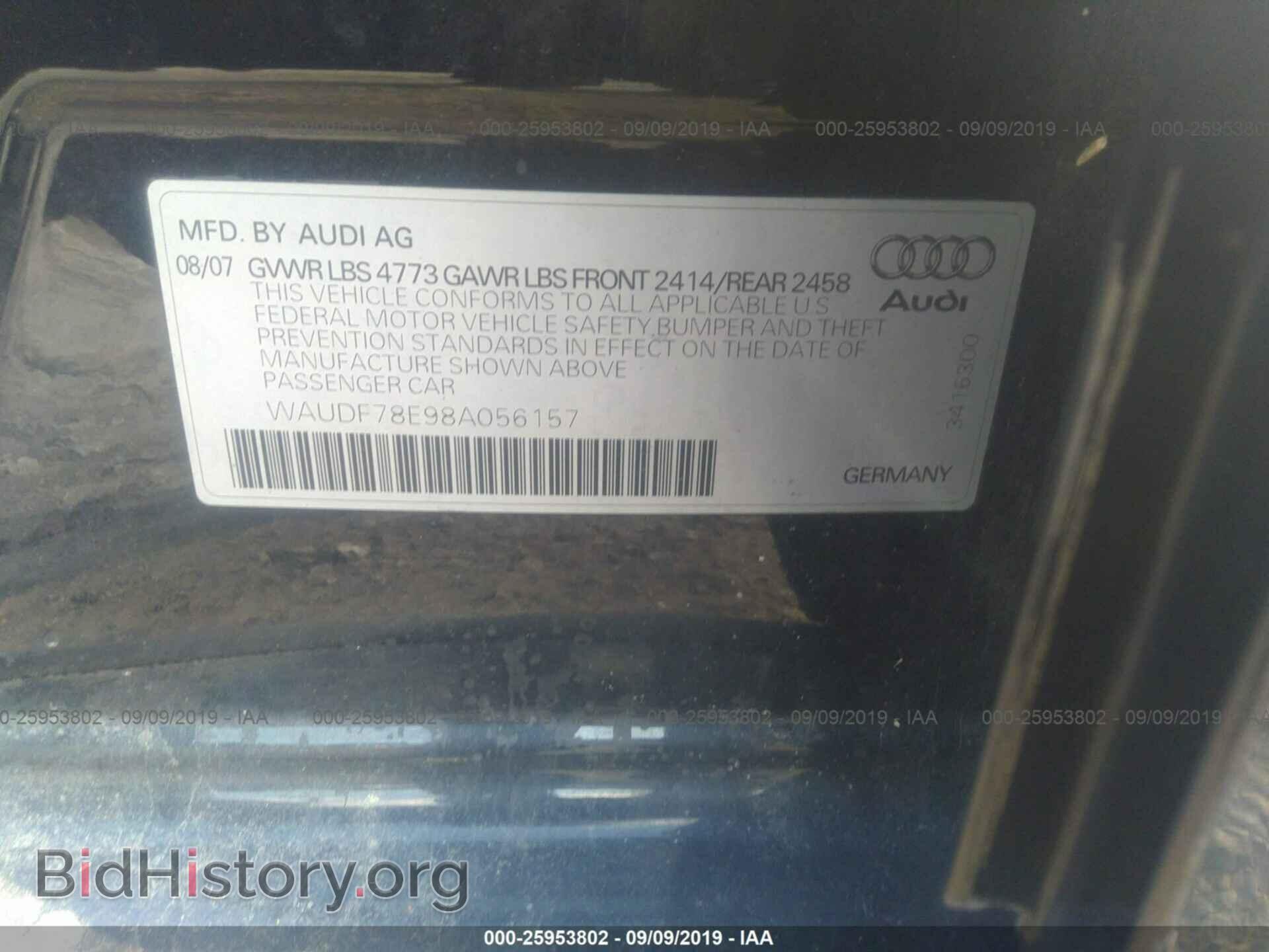 2008 AUDI A4 - VIN: WAUDF78E98A056157 - Фото 9