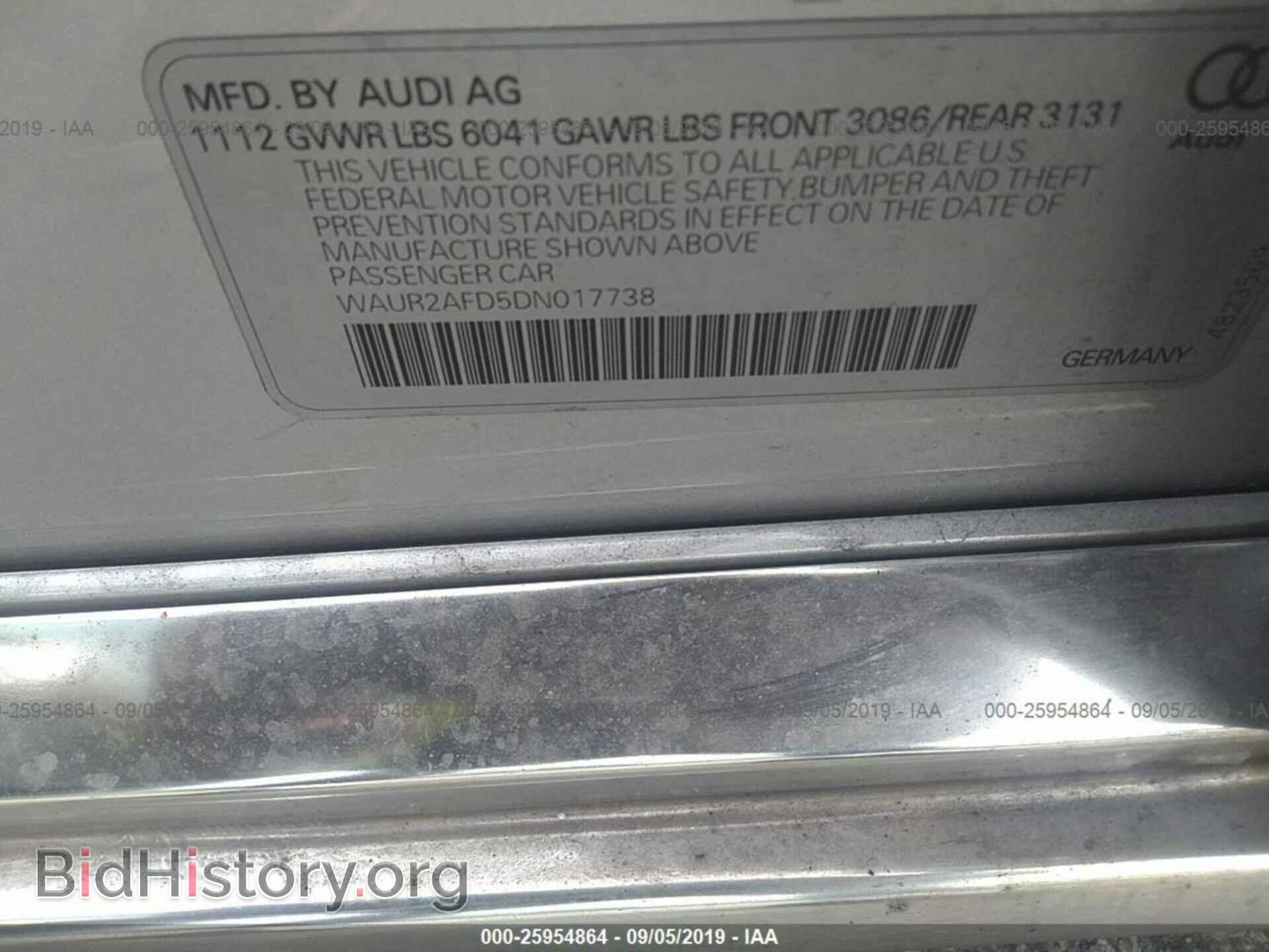 2013 AUDI A8 - VIN: WAUR2AFD5DN017738 - Фото 9
