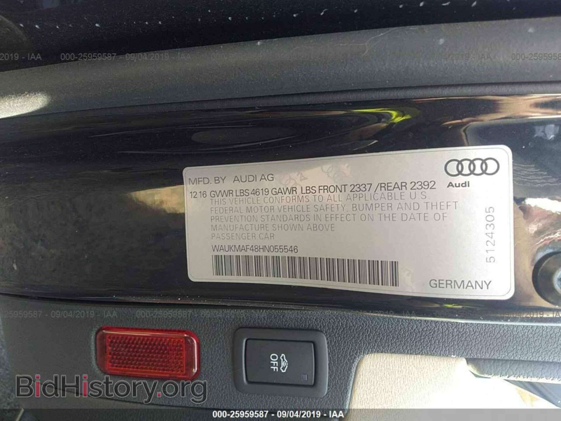 2017 AUDI A4 - VIN: WAUKMAF48HN055546 - Фото 9
