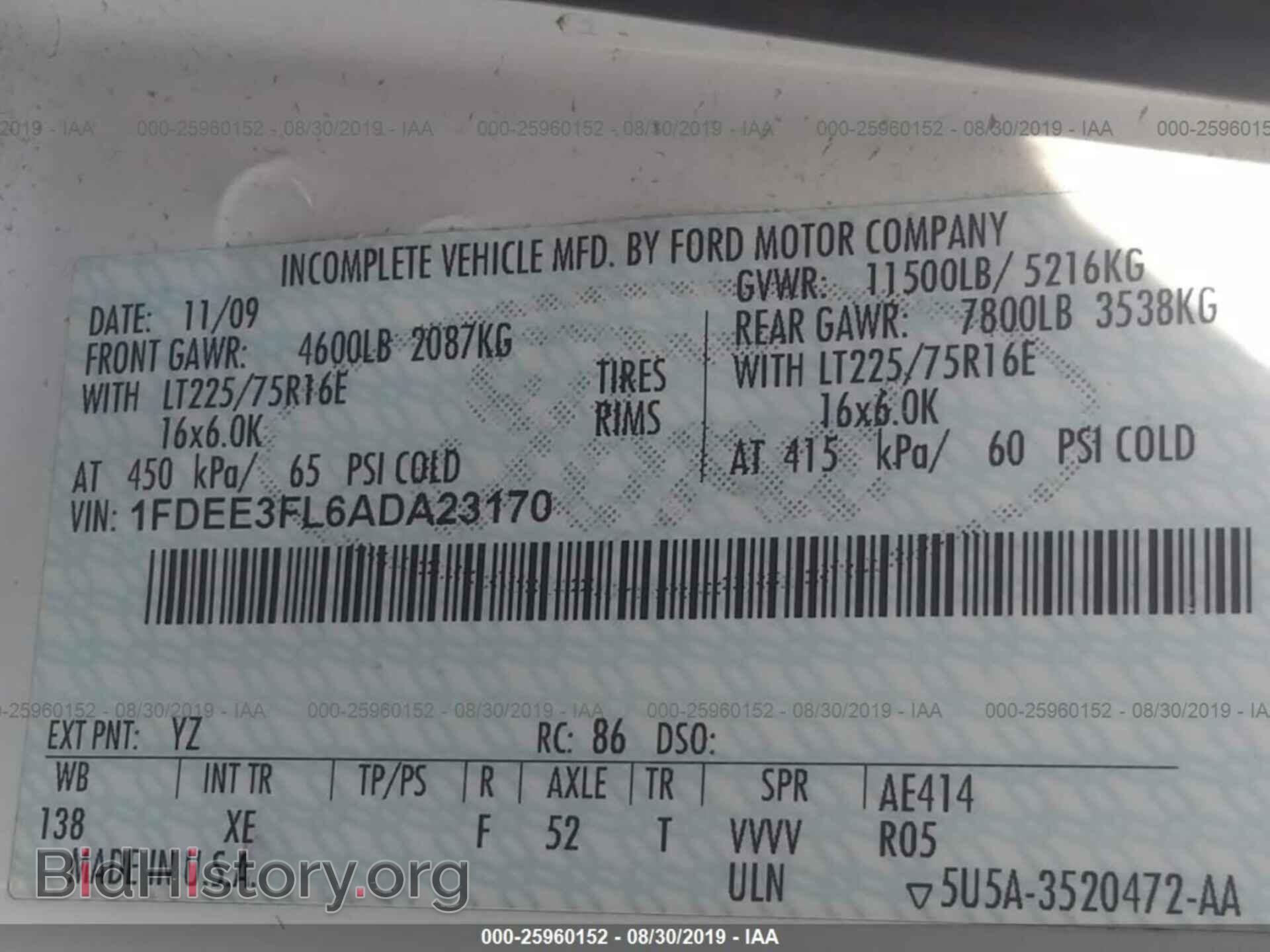 2010 FORD ECONOLINE - VIN: 1FDEE3FL6ADA23170 - Фото 9