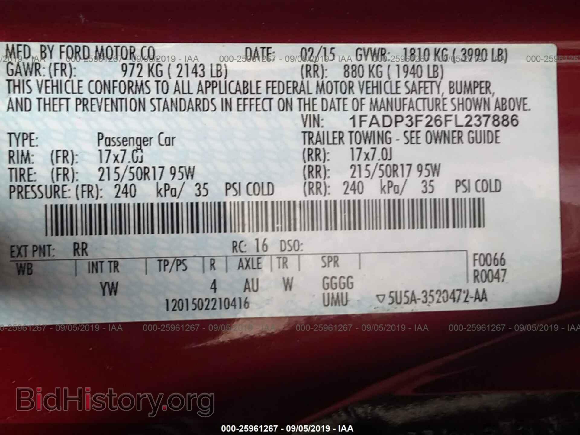 2015 FORD FOCUS - VIN: 1FADP3F26FL237886 - Фото 9