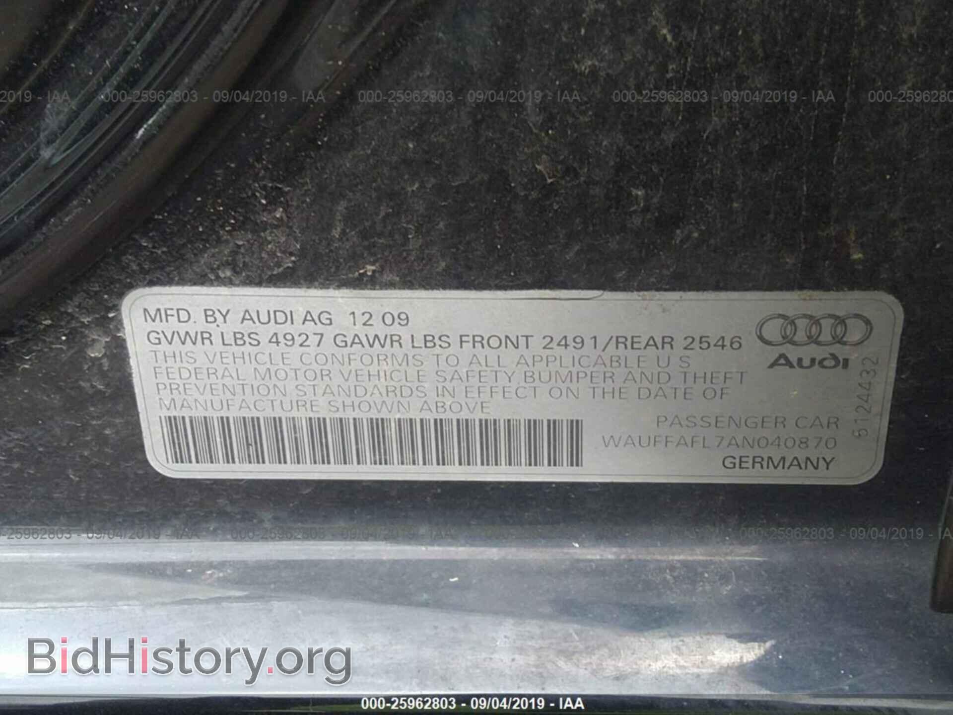 2010 AUDI A4 - VIN: WAUFFAFL7AN040870 - Фото 9