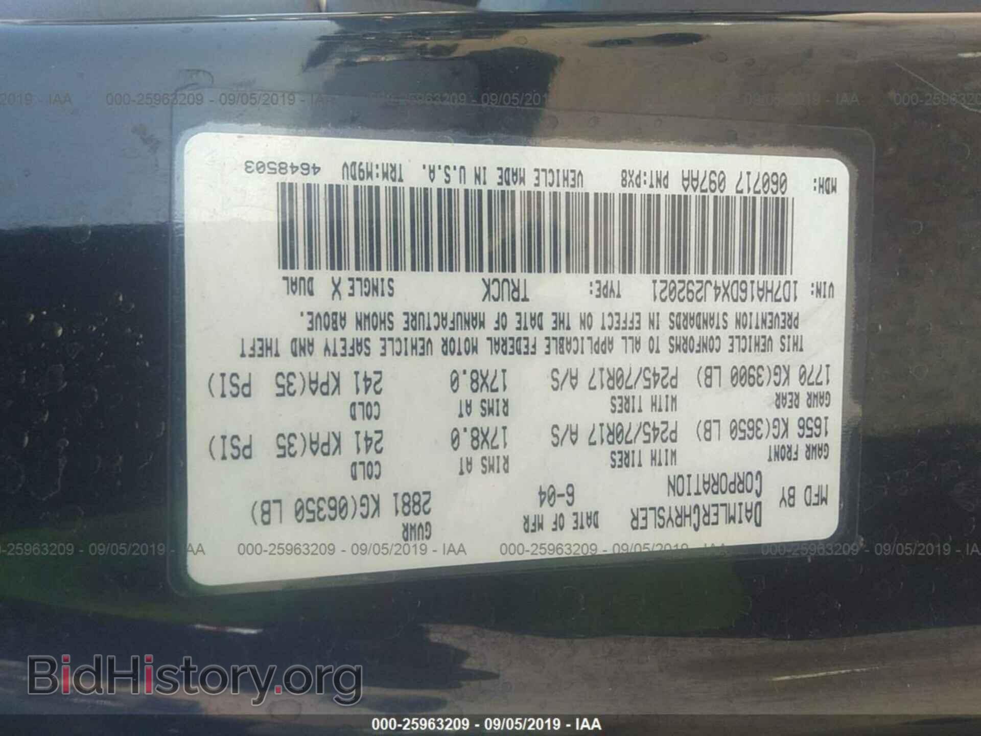 2004 DODGE RAM 1500 - VIN: 1D7HA16DX4J292021 - Photo 9