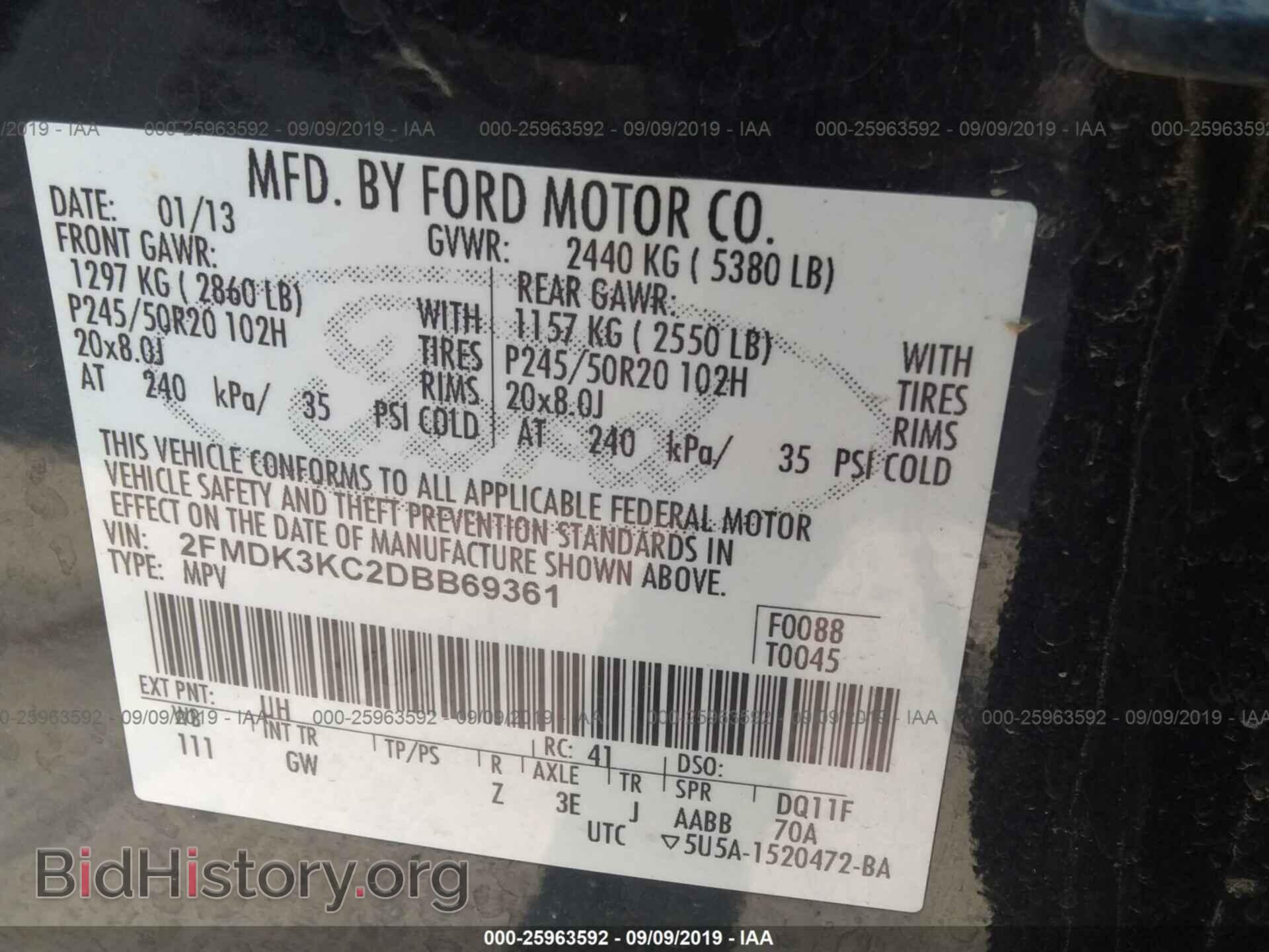2013 FORD EDGE - VIN: 2FMDK3KC2DBB69361 - Фото 9