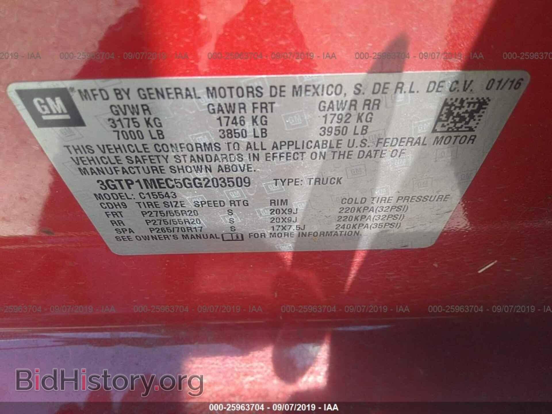 2016 GMC SIERRA - VIN: 3GTP1MEC5GG203509 - Фото 9