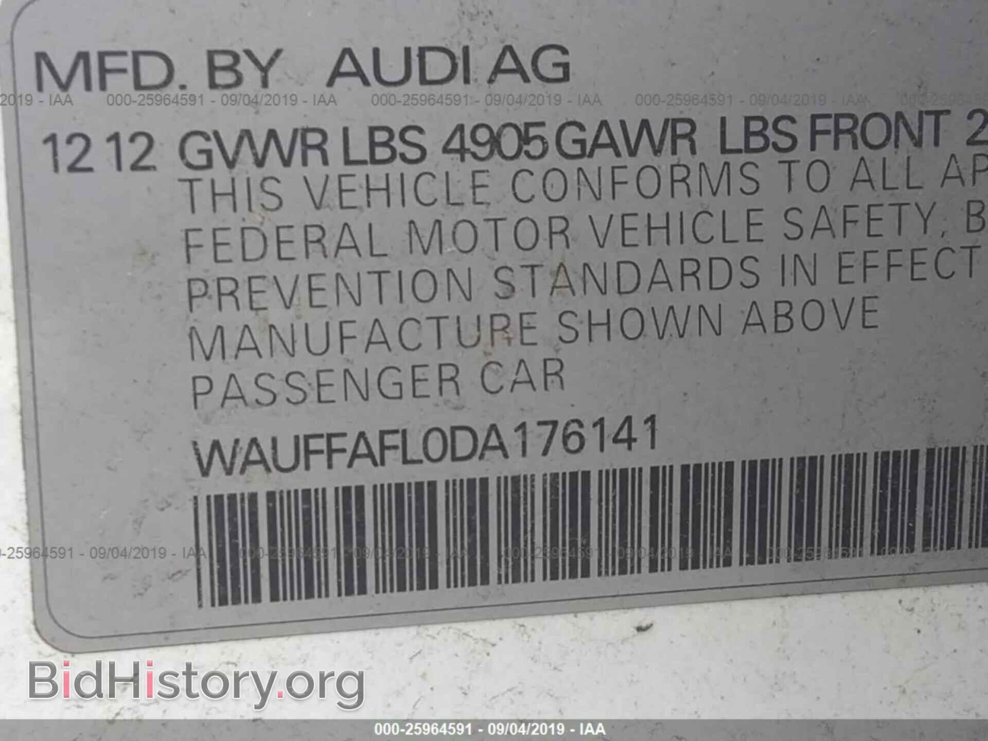 2013 AUDI A4 - VIN: WAUFFAFL0DA176141 - Photo 9