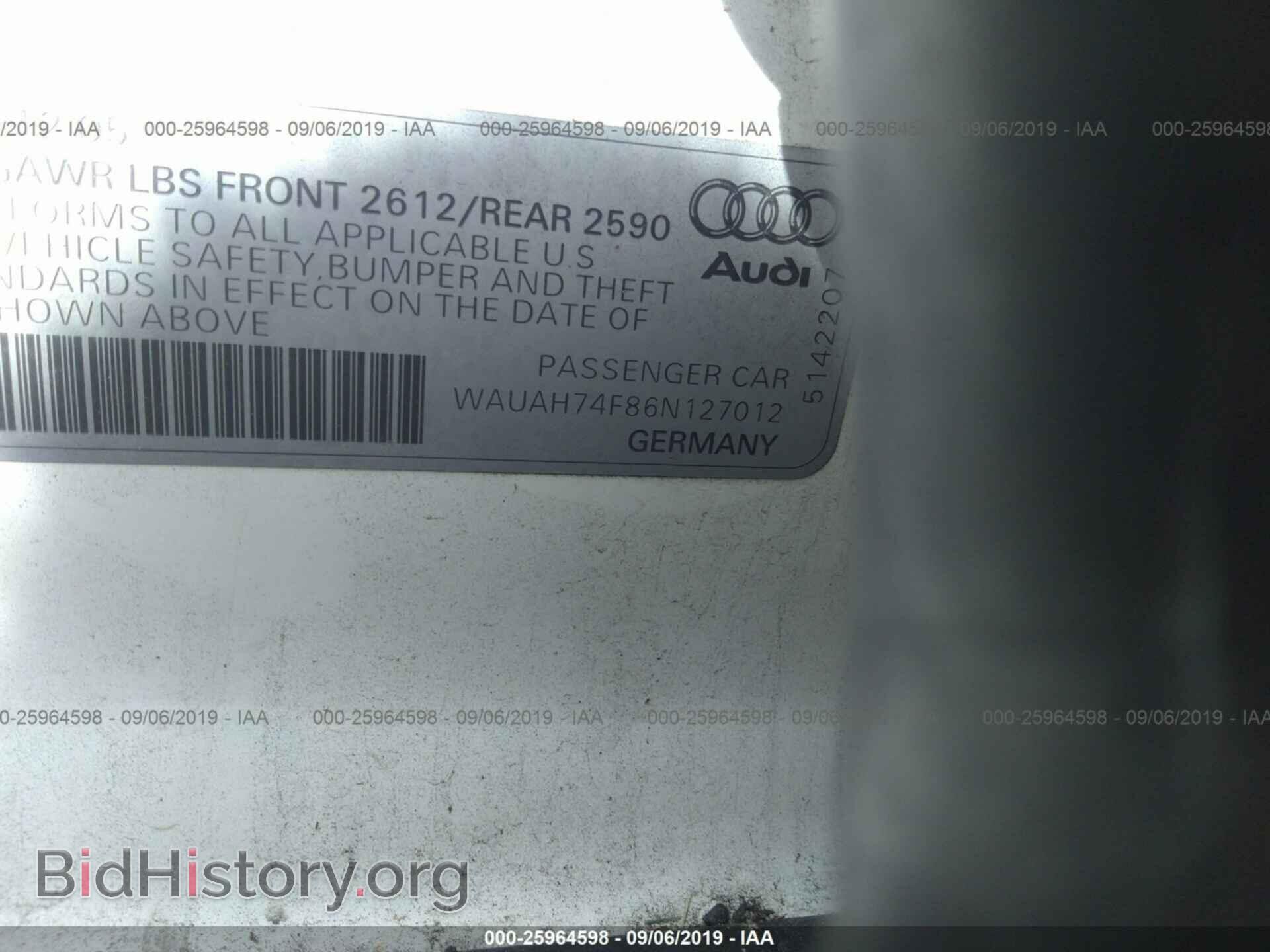 2006 AUDI A6 - VIN: WAUAH74F86N127012 - Фото 9