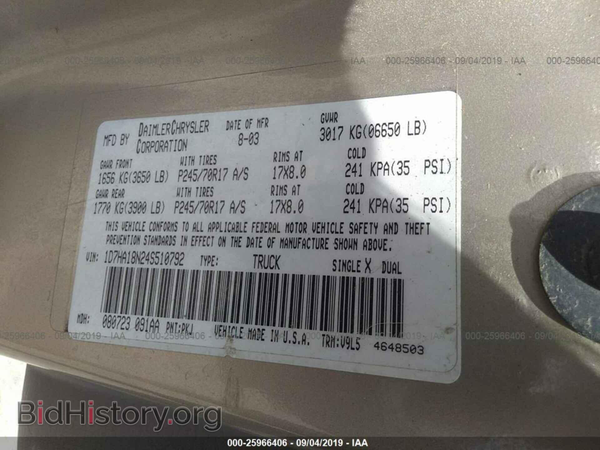 2004 DODGE RAM 1500 - VIN: 1D7HA18N24S510792 - Photo 9
