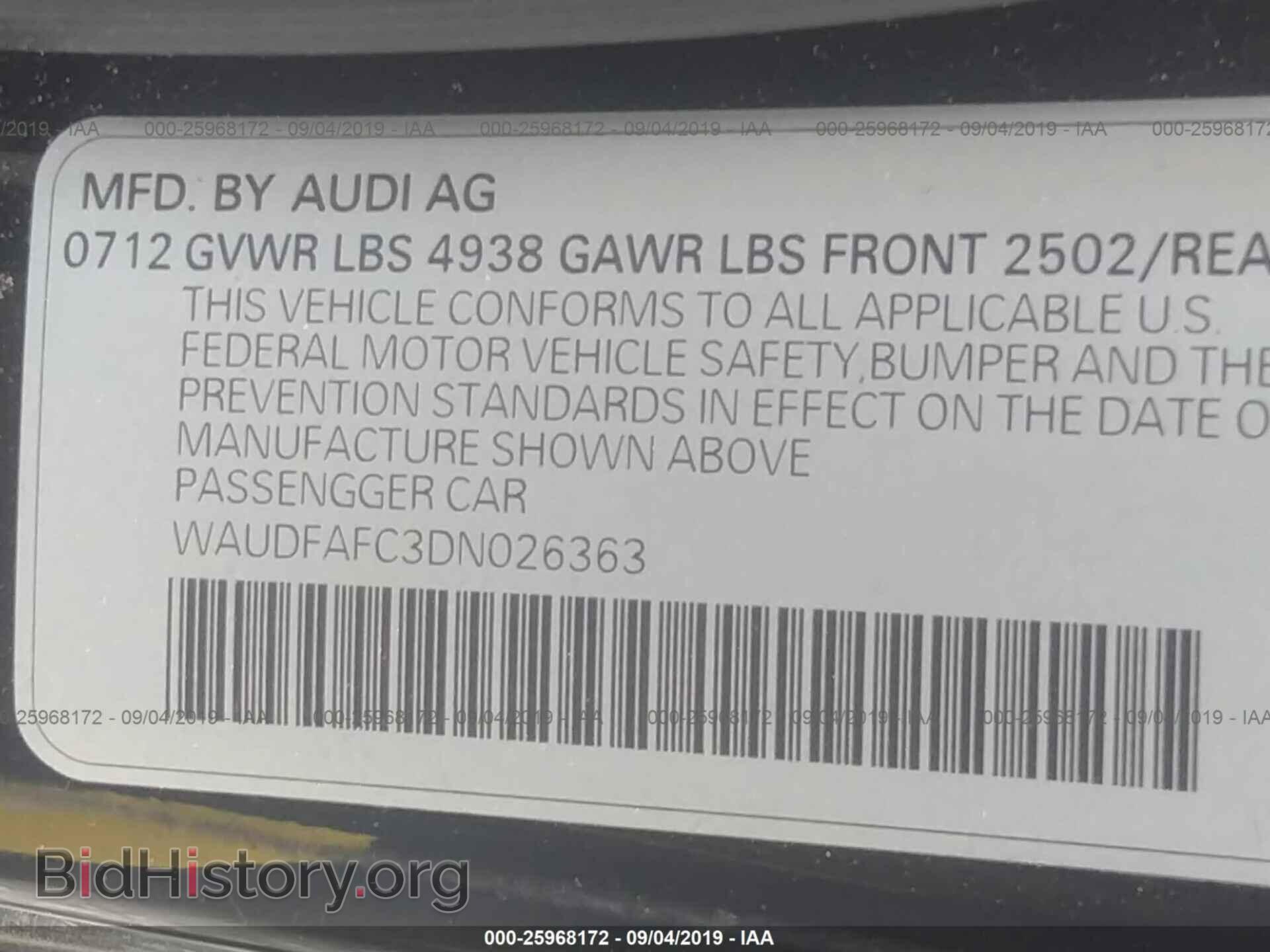2013 AUDI A6 - VIN: WAUDFAFC3DN026363 - Фото 9