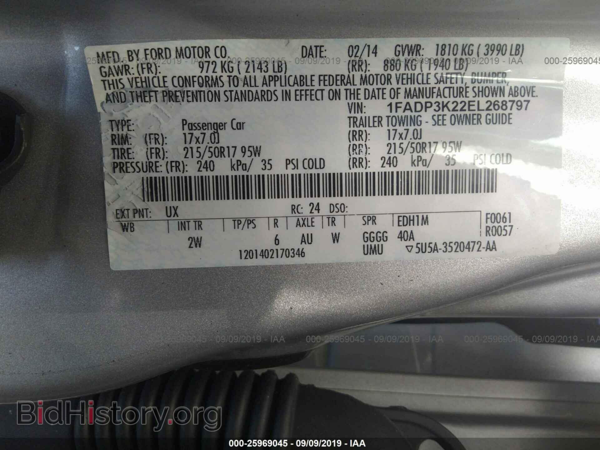 2014 FORD FOCUS - VIN: 1FADP3K22EL268797 - Фото 9