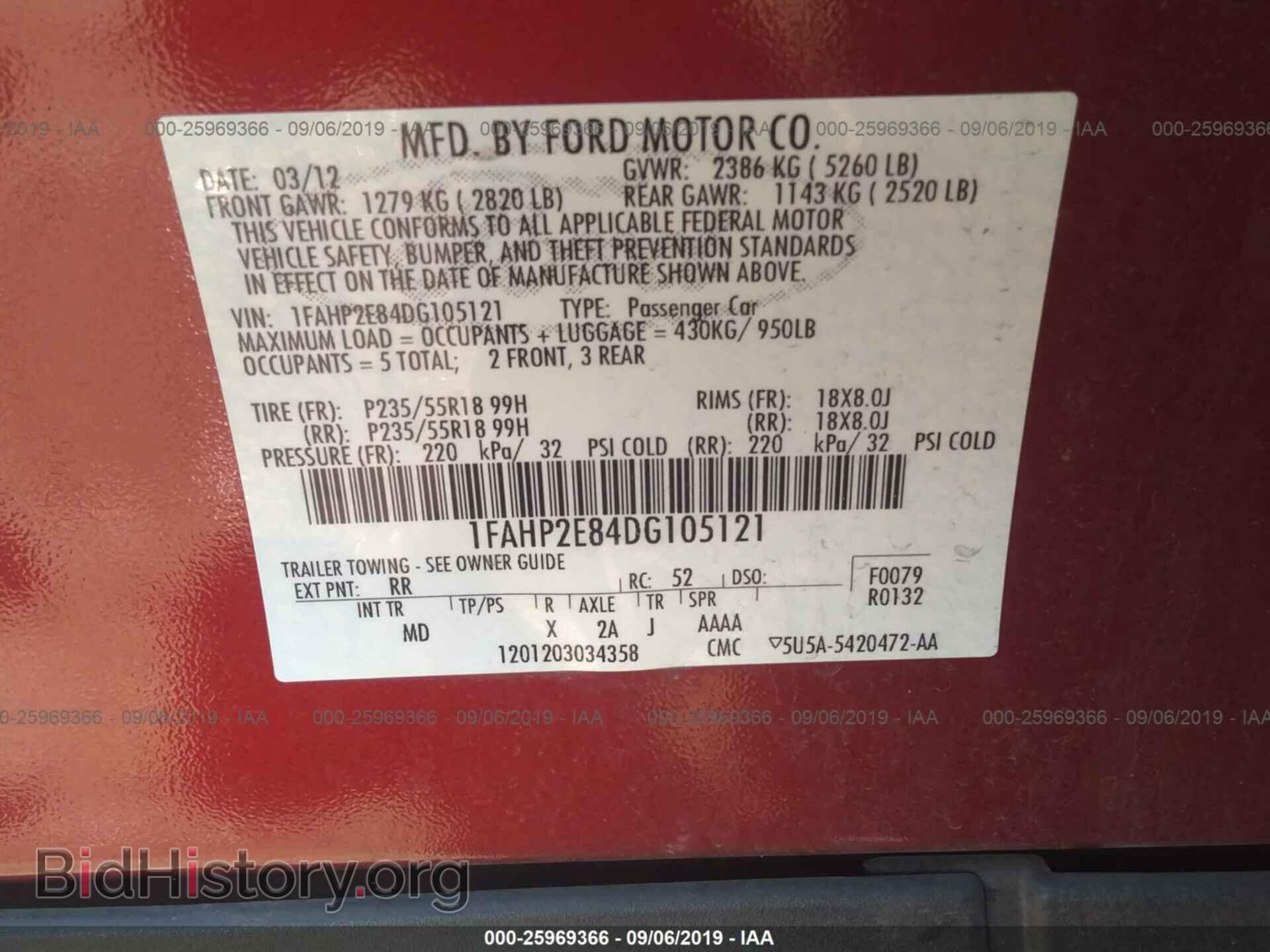 2013 FORD TAURUS - VIN: 1FAHP2E84DG105121 - Фото 9
