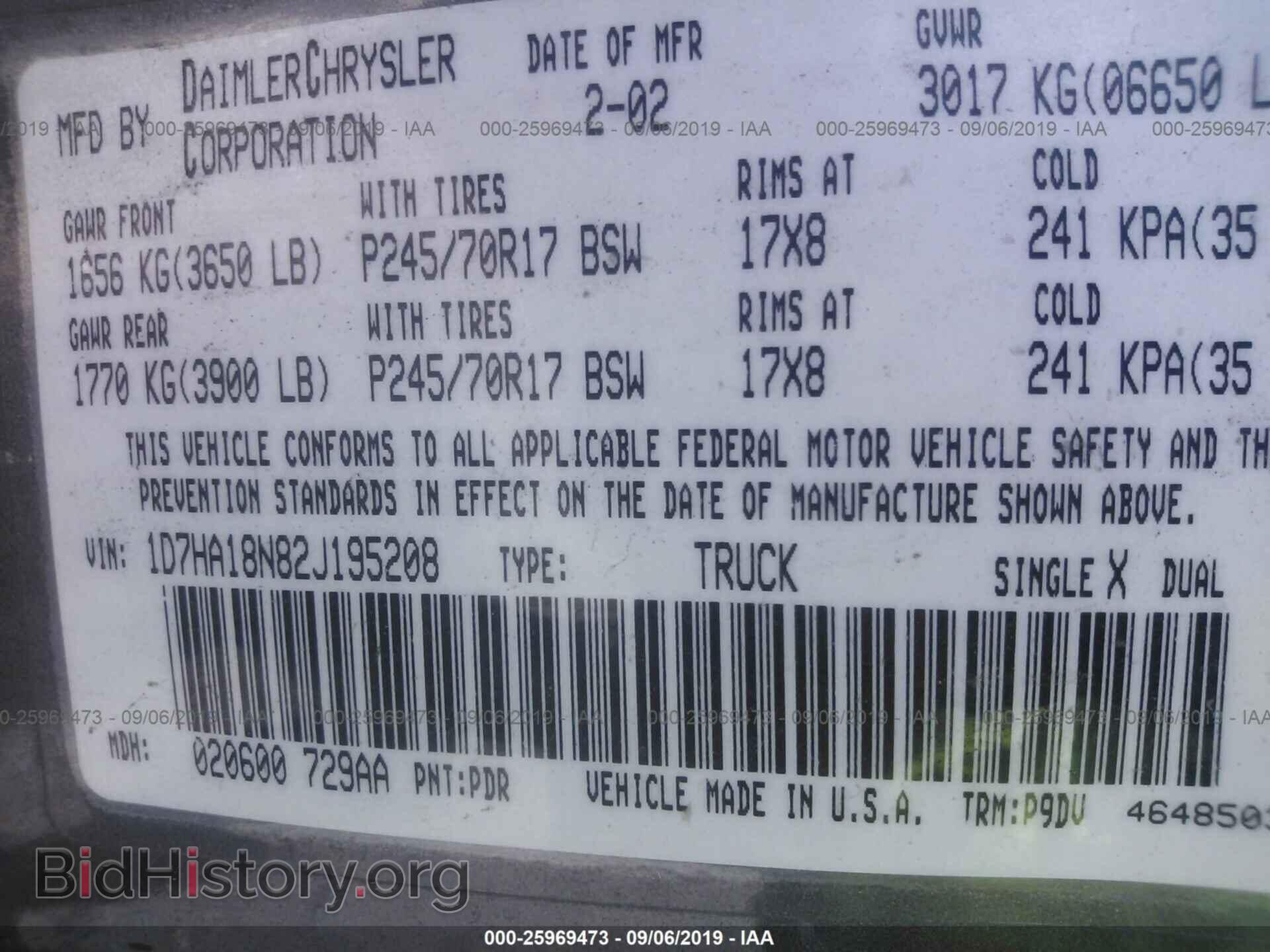 2002 DODGE RAM 1500 - VIN: 1D7HA18N82J195208 - Фото 9