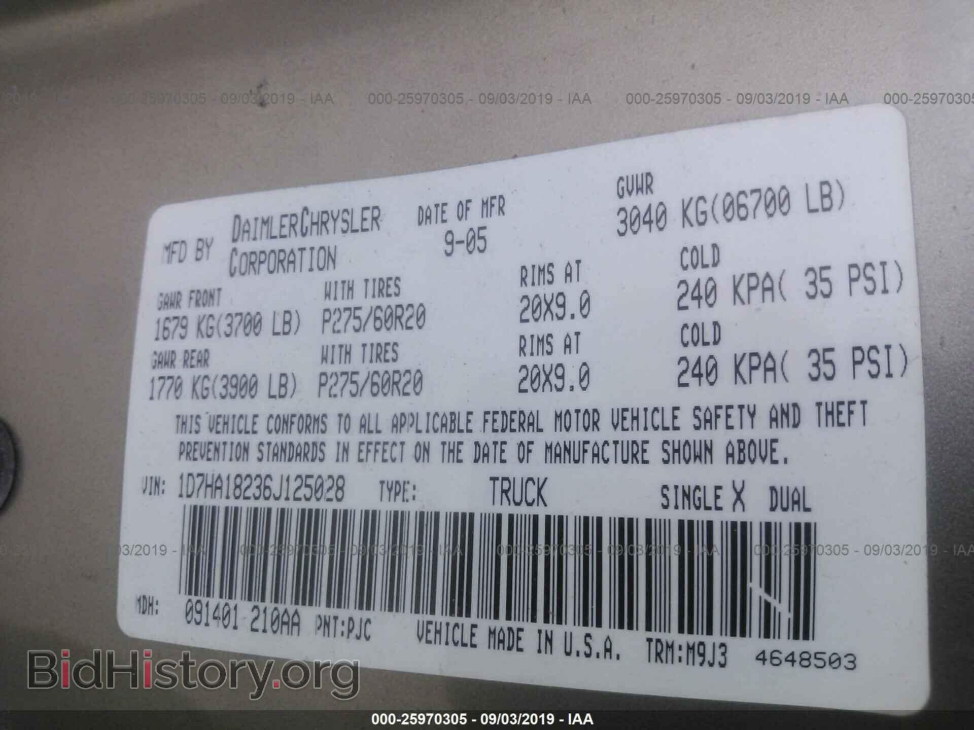 2006 DODGE RAM 1500 - VIN: 1D7HA18236J125028 - Фото 9