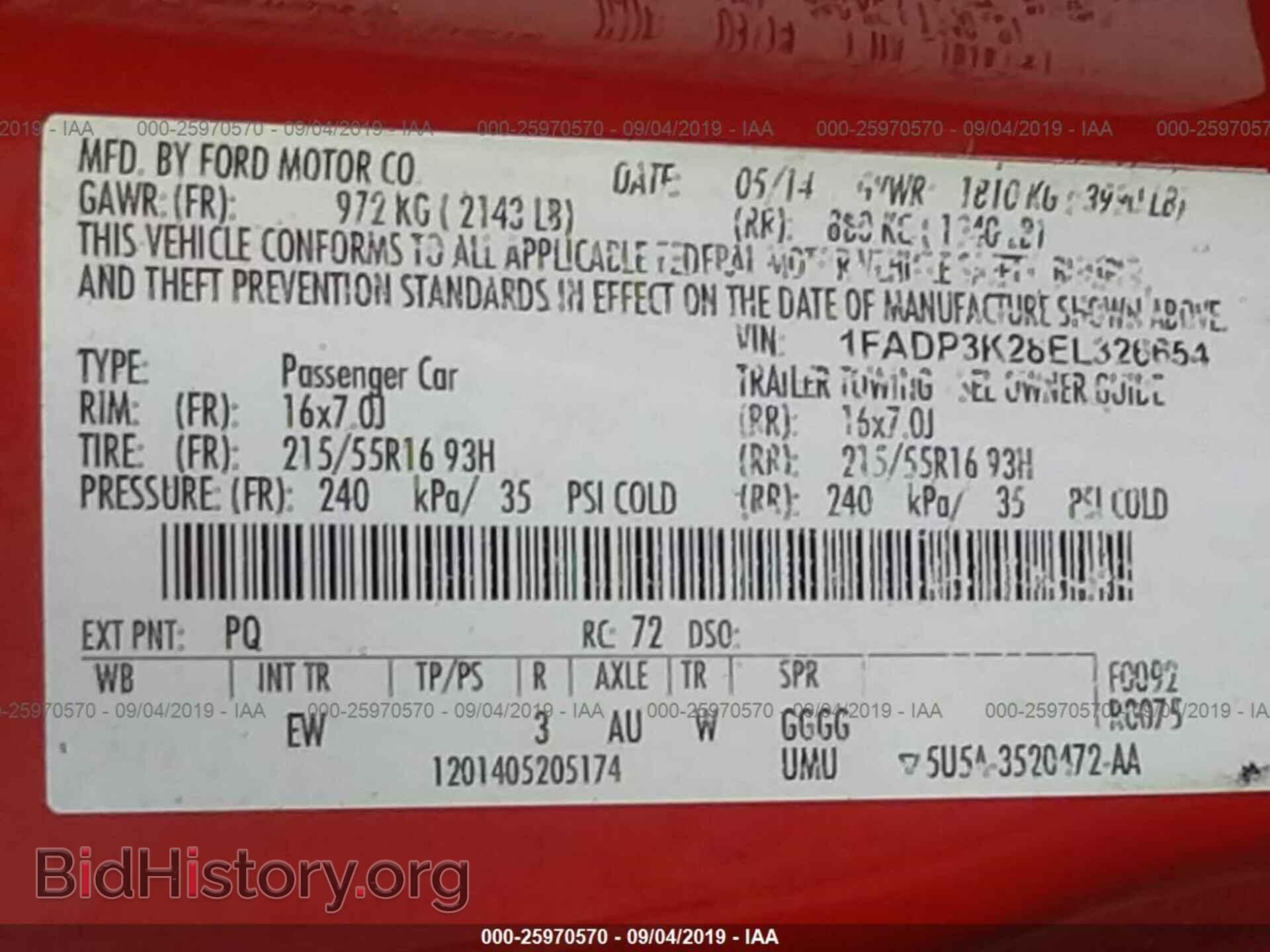 2014 FORD FOCUS - VIN: 1FADP3K28EL326654 - Фото 9
