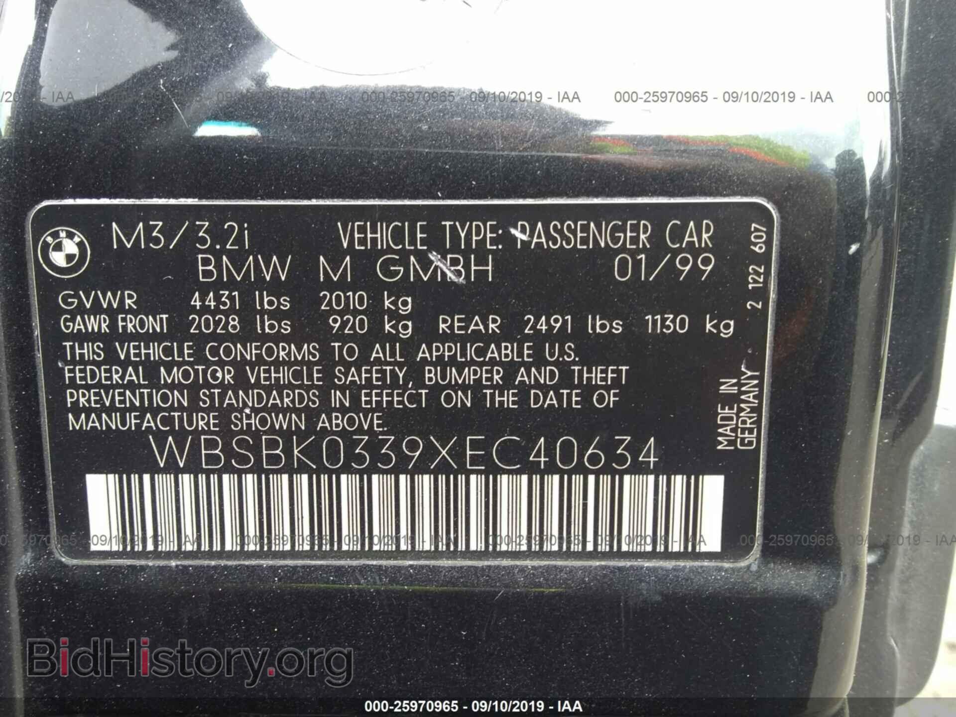 1999 BMW M3 - VIN: WBSBK0339XEC40634 - Photo 9