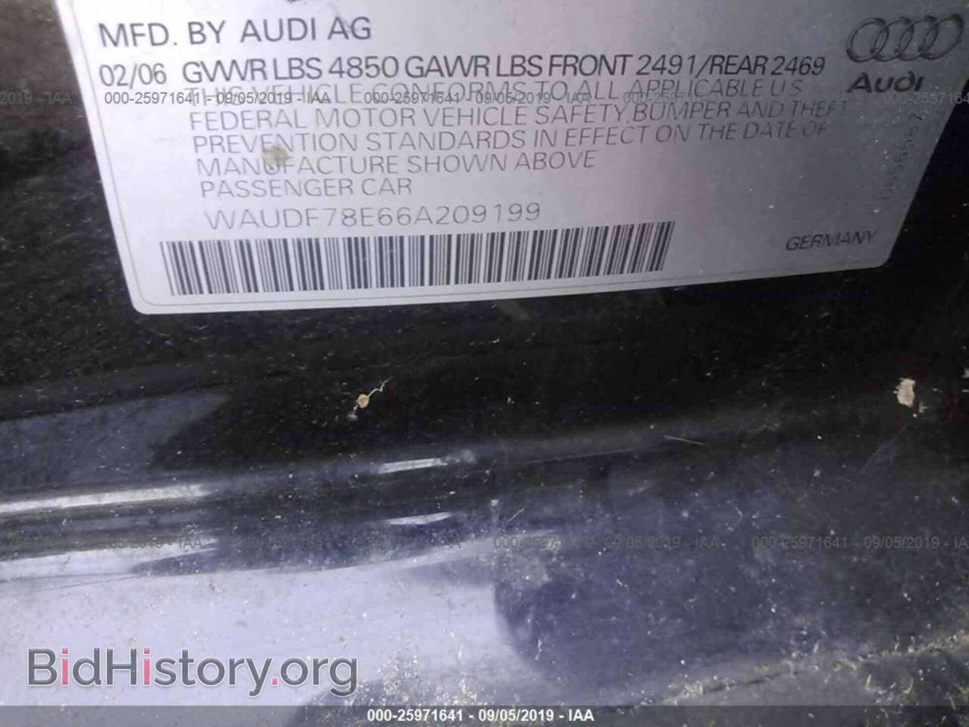 2006 AUDI A4 - VIN: WAUDF78E66A209199 - Фото 9