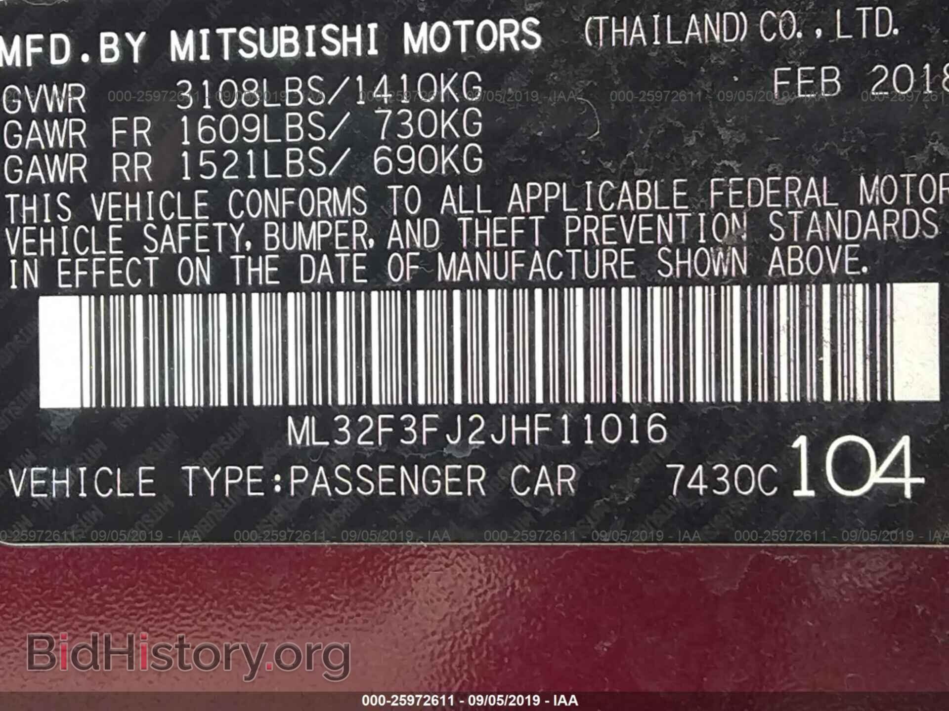 2018 MITSUBISHI MIRAGE - VIN: ML32F3FJ2JHF11016 - Фото 9