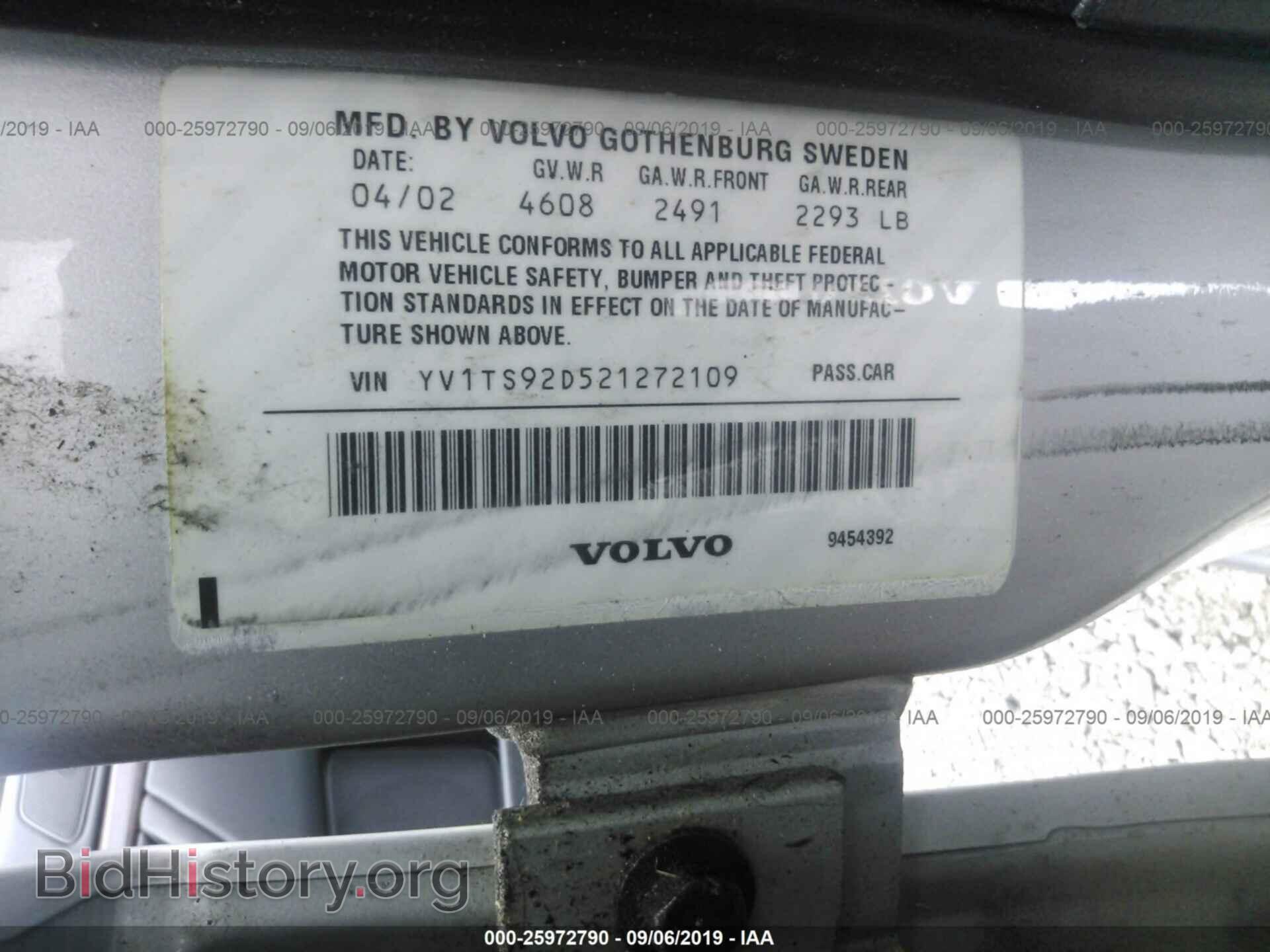 2002 VOLVO S80 - VIN: YV1TS92D521272109 - Фото 9