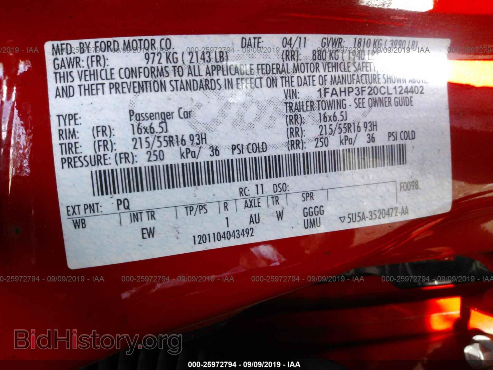 2012 FORD FOCUS - VIN: 1FAHP3F20CL124402 - Фото 9