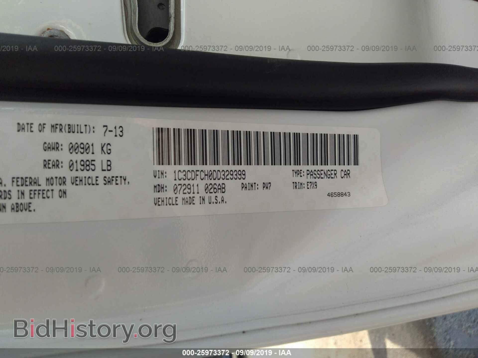 2013 DODGE DART - VIN: 1C3CDFCH0DD329399 - Фото 9