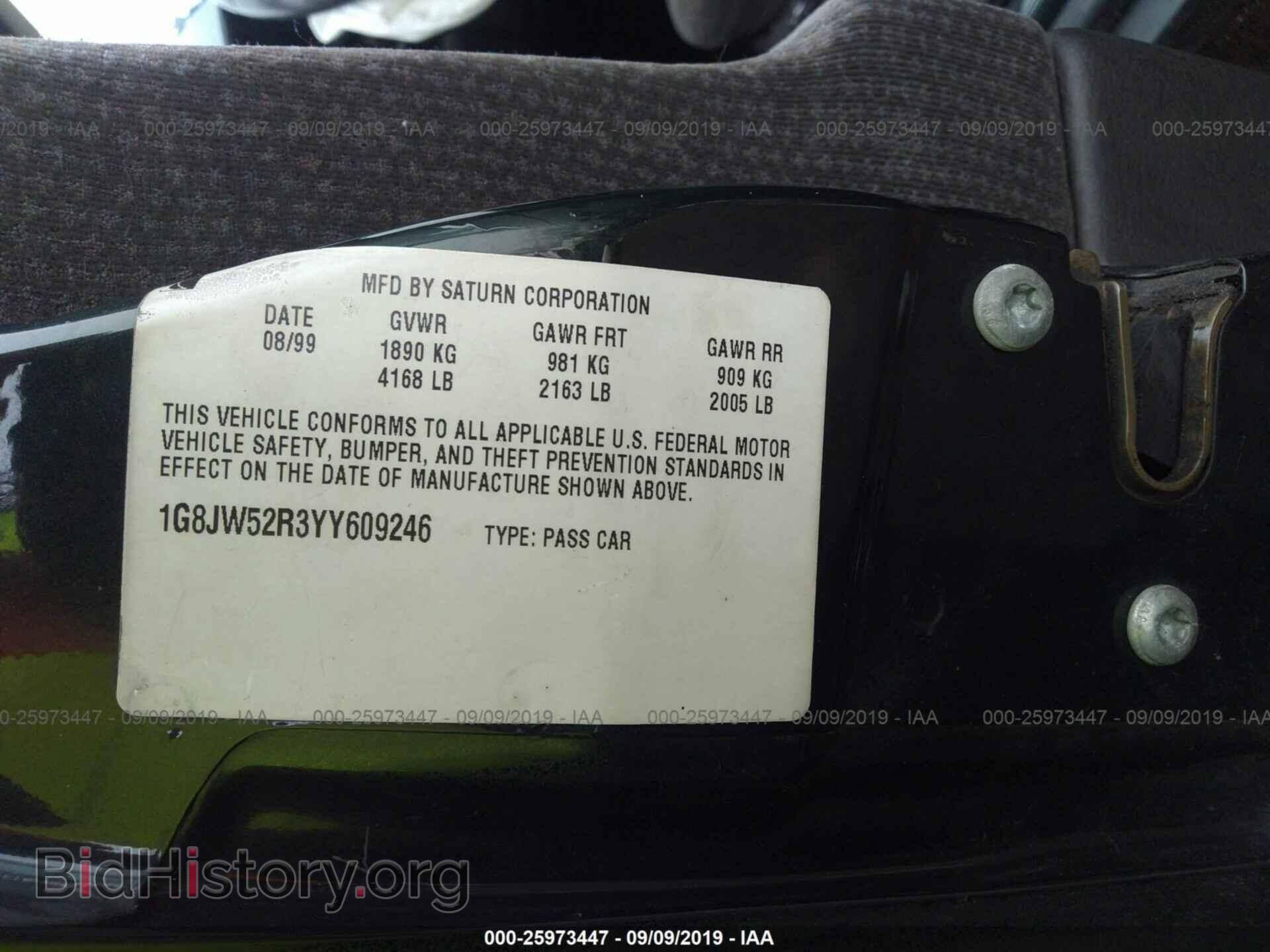 2000 SATURN LS2 - VIN: 1G8JW52R3YY609246 - Фото 9