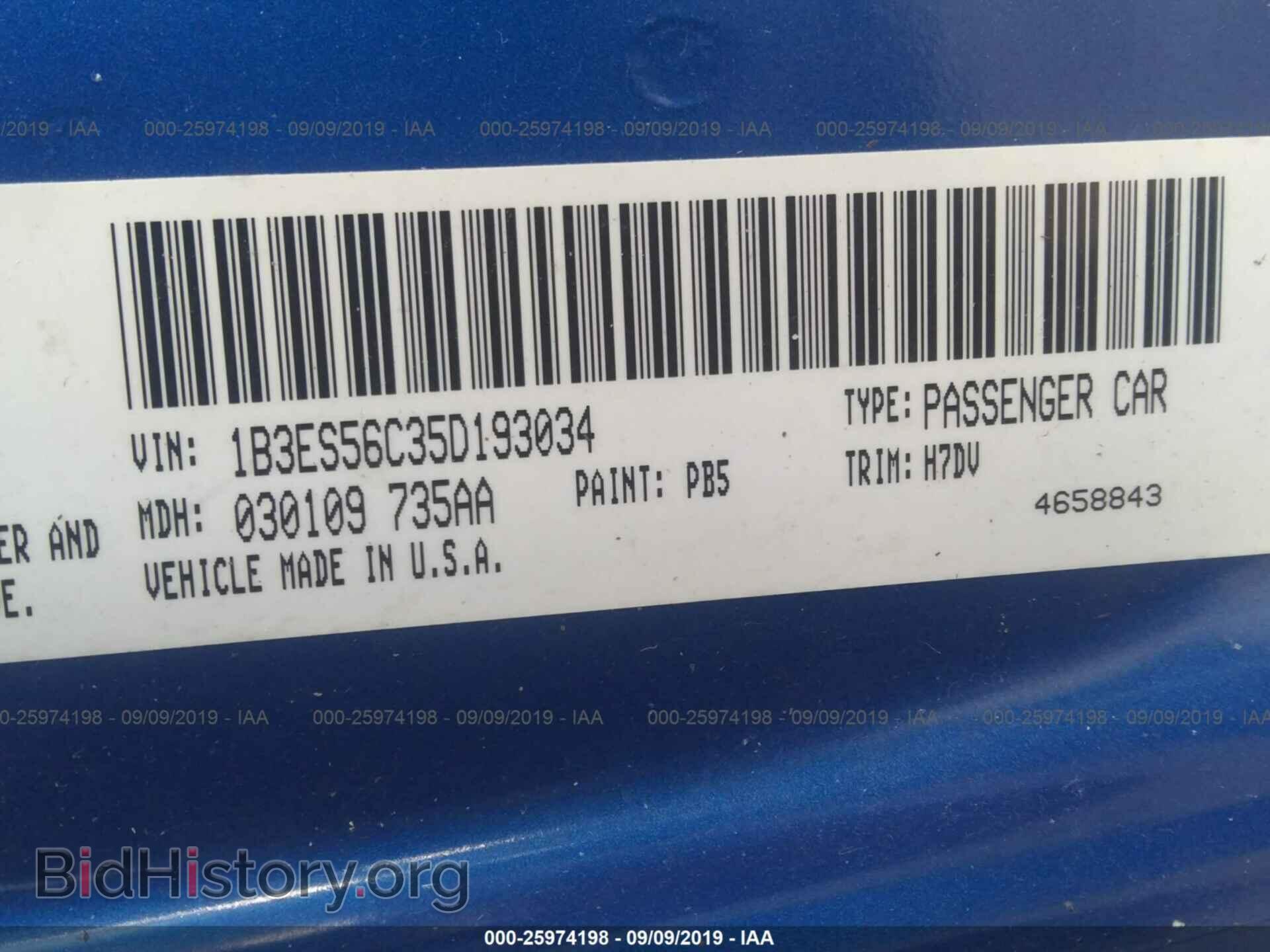 2005 DODGE NEON - VIN: 1B3ES56C35D193034 - Фото 9