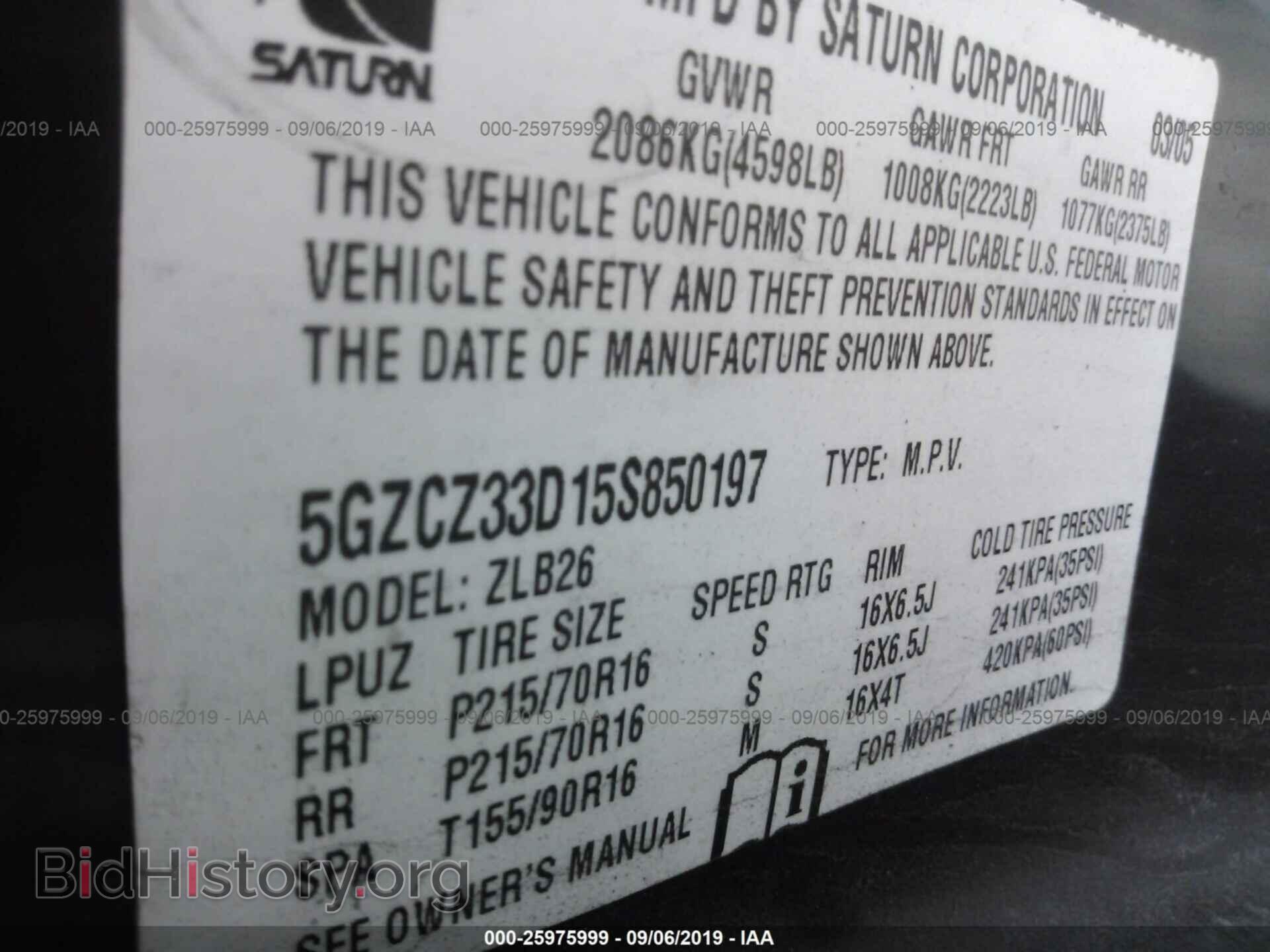 2005 SATURN VUE - VIN: 5GZCZ33D15S850197 - Фото 9