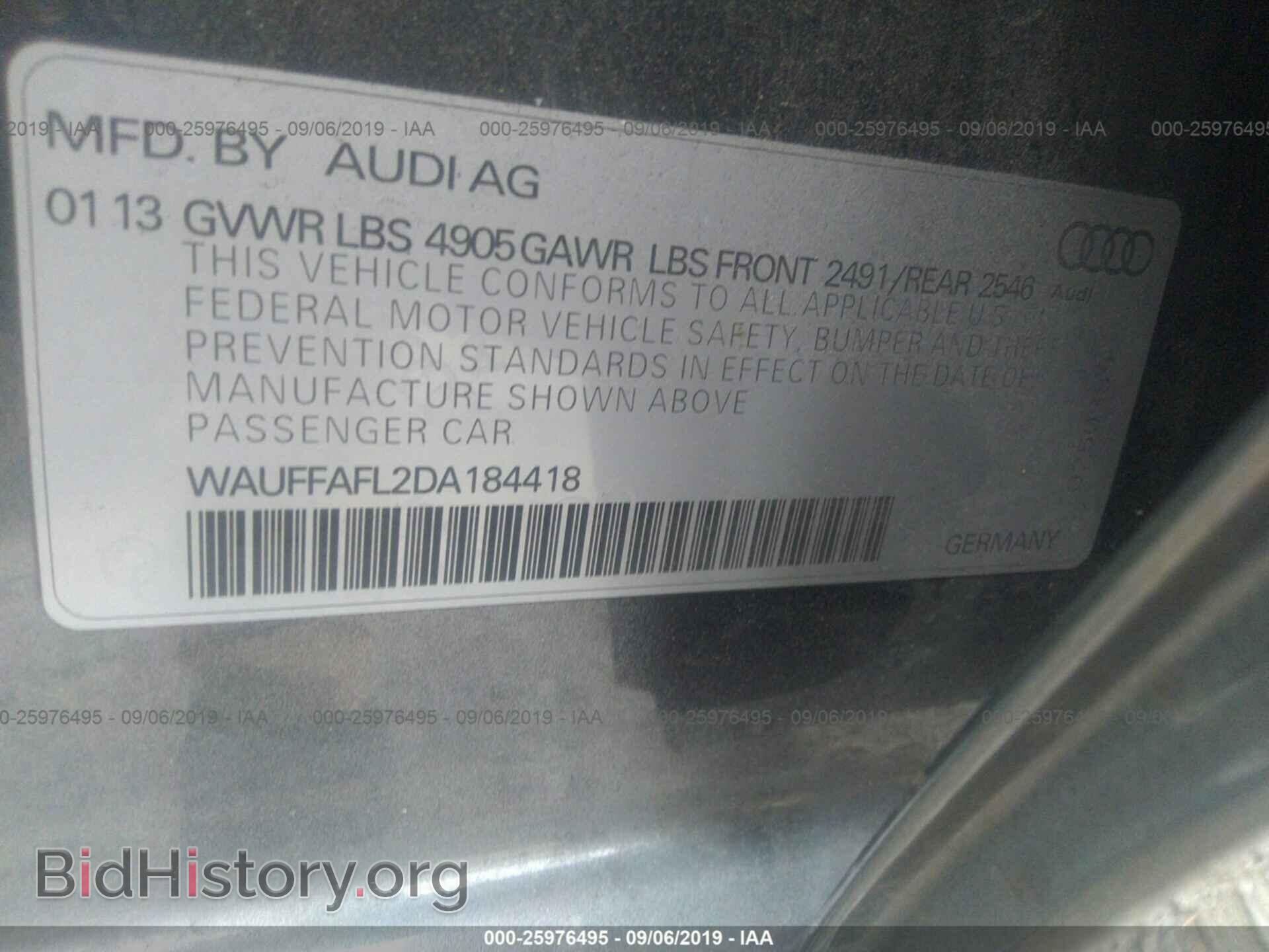 2013 AUDI A4 - VIN: WAUFFAFL2DA184418 - Фото 9