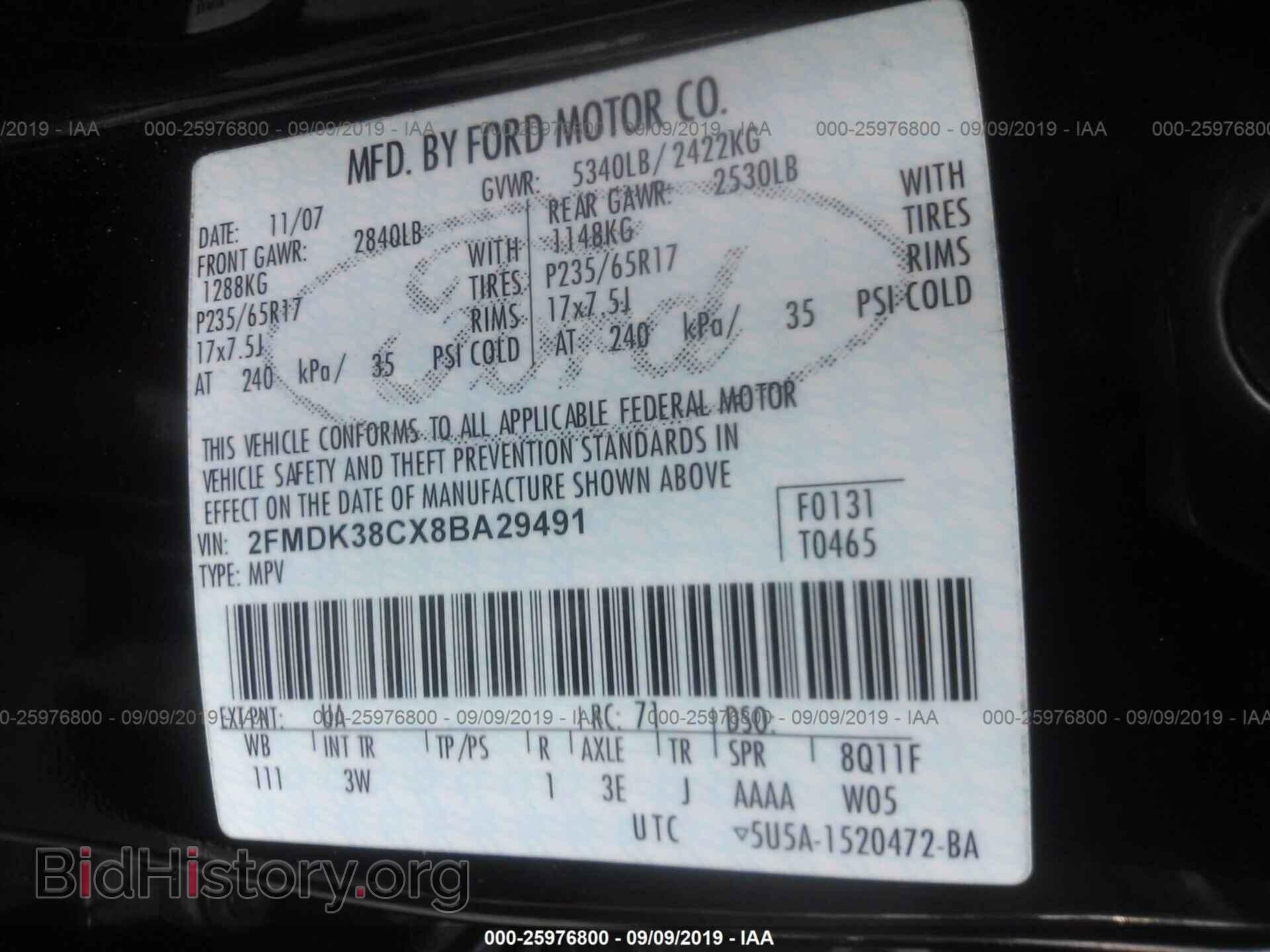 2008 FORD EDGE - VIN: 2FMDK38CX8BA29491 - Photo 9
