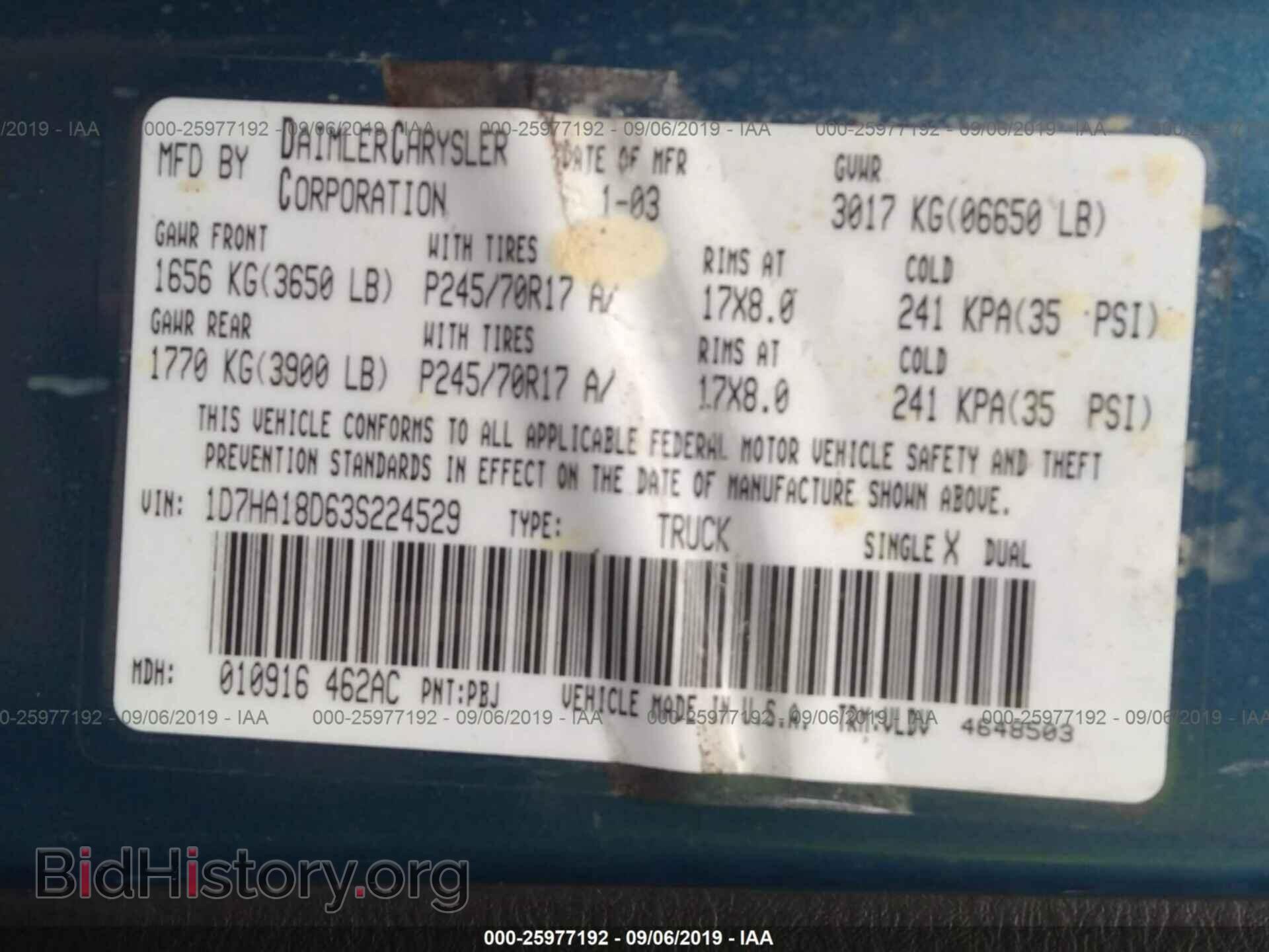 2003 DODGE RAM 1500 - VIN: 1D7HA18D63S224529 - Фото 9