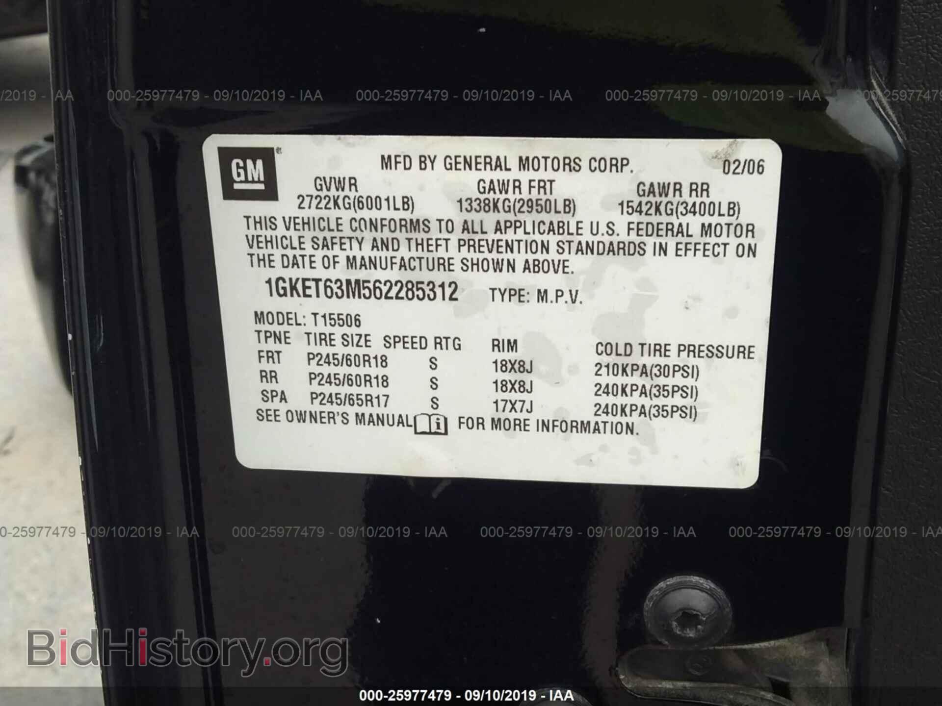 2006 GMC ENVOY - VIN: 1GKET63M562285312 - Фото 9
